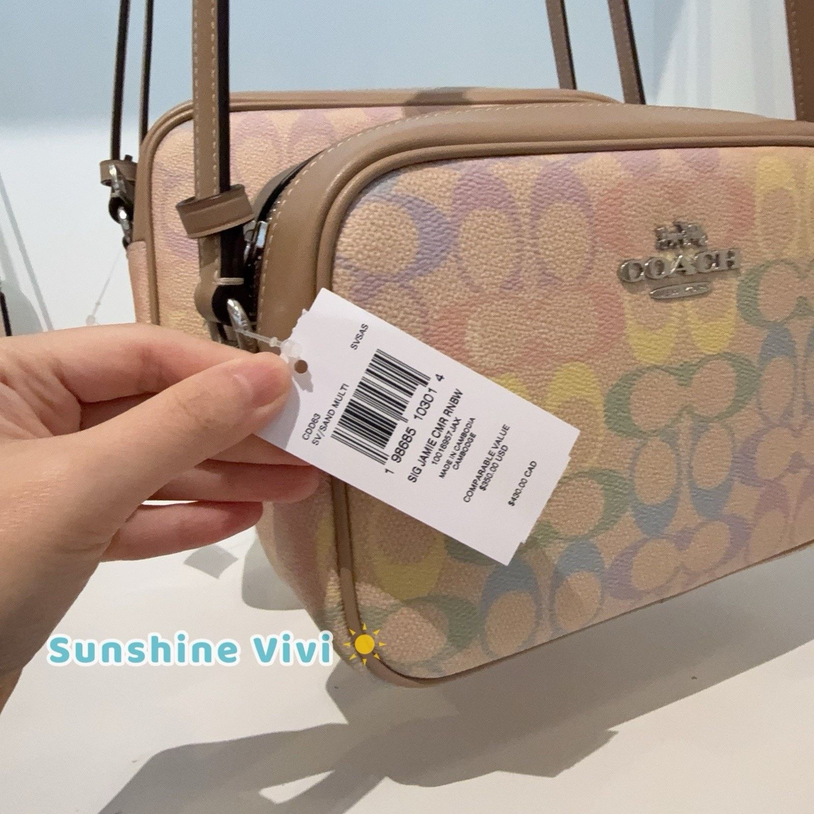 Coach NWT Coach Jamie Camera Bag Rainbow Signature CDD63 Sand Size ONE SIZE - 3 Thumbnail