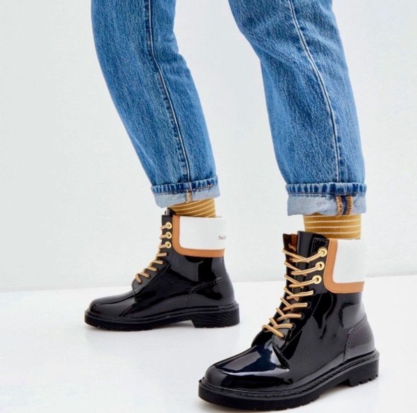 See by Chloe See by Chloe Black Patent Lace-Up Ankle Boots 7.5 Size US 7.5 / IT 37.5 - 4 Thumbnail