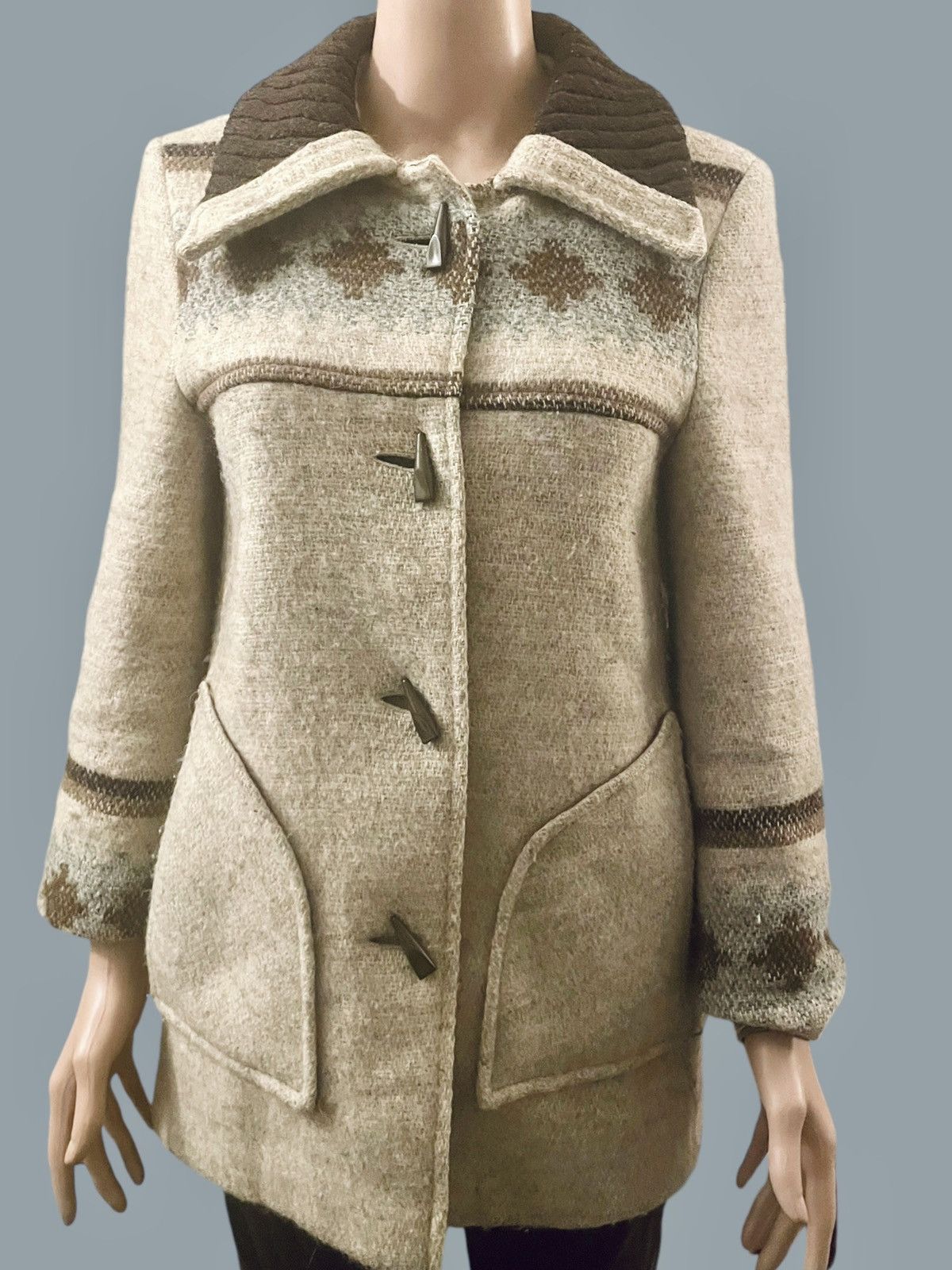 Vintage Vintage Duffle coat 1970s Beige Brown Size S Size S / US 4 / IT 40 - 3 Thumbnail