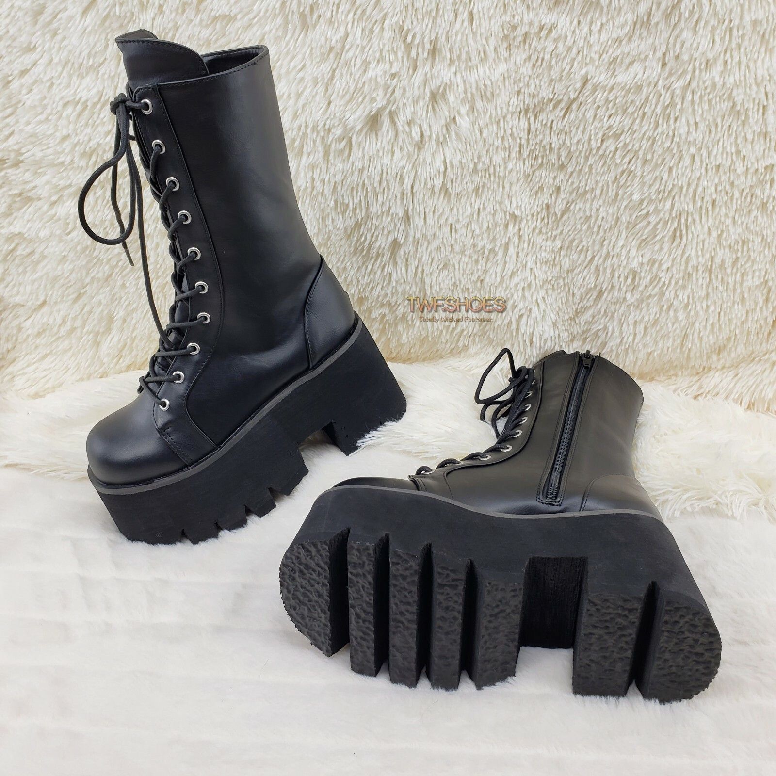 Other DEMONIA Ashes 105 Black Matte 3.5" Platform Heel Combat Goth Size US 11 / IT 41 - 3 Thumbnail