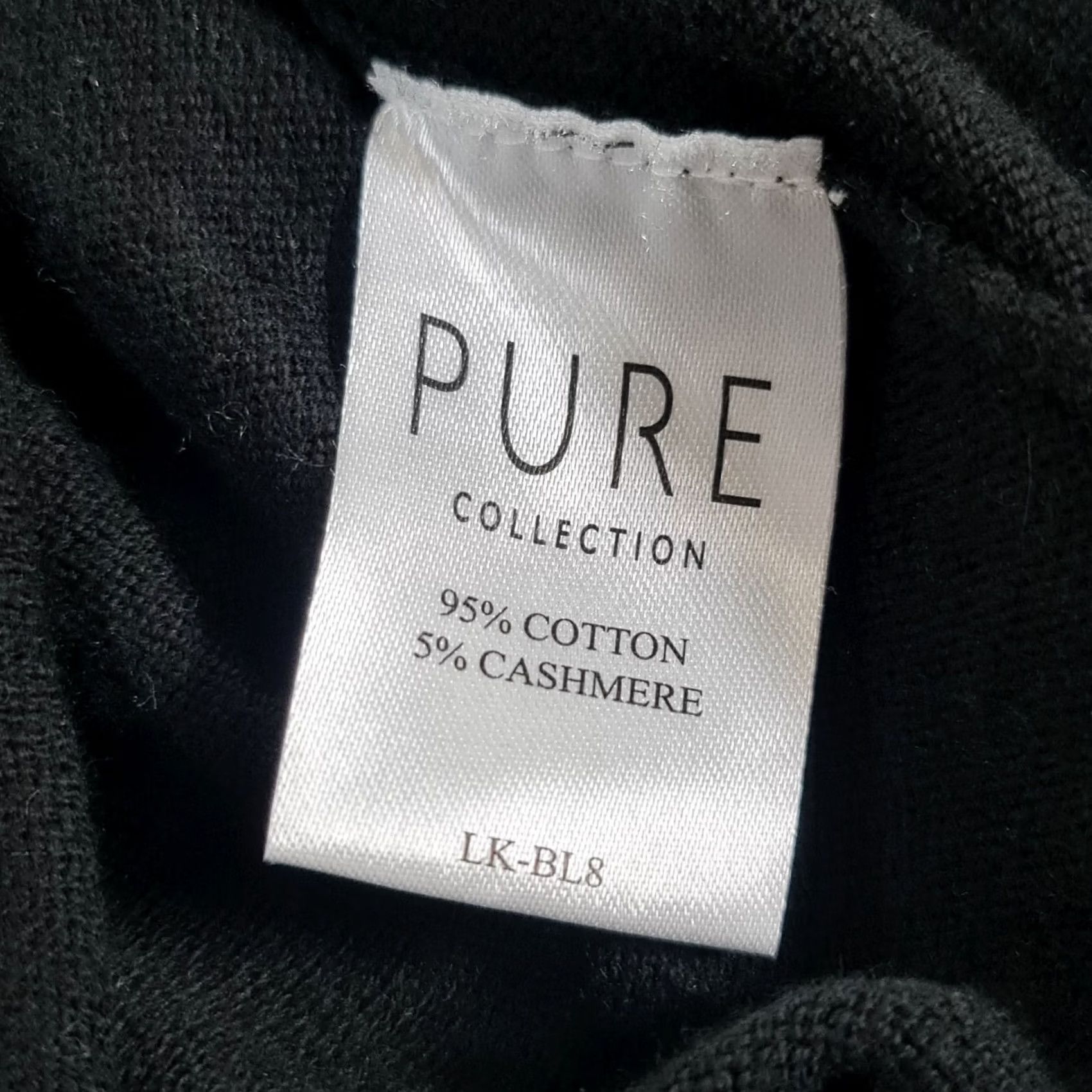 Vintage PURE Collection Jumper Womens 3/4 Sleeve Mock Neck Cotton Cashmere Pullover Black 10 UK Pullover, Jumper, Casual Womens, 95% Cotton, 5% Cashmere Size L / US 10 / IT 46 - 6 Thumbnail