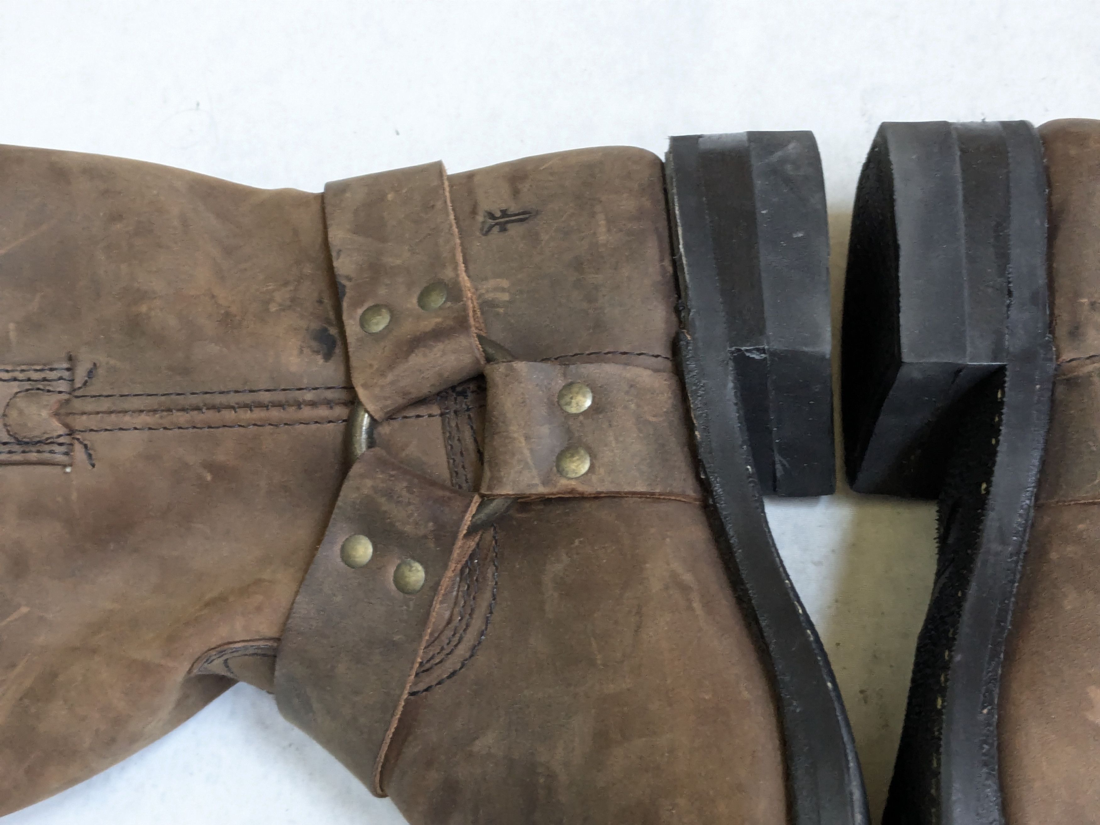 Frye Frye Harness Brown Leather 11.5 M Leather Buckle Size US 11.5 / EU 44-45 - 8 Thumbnail