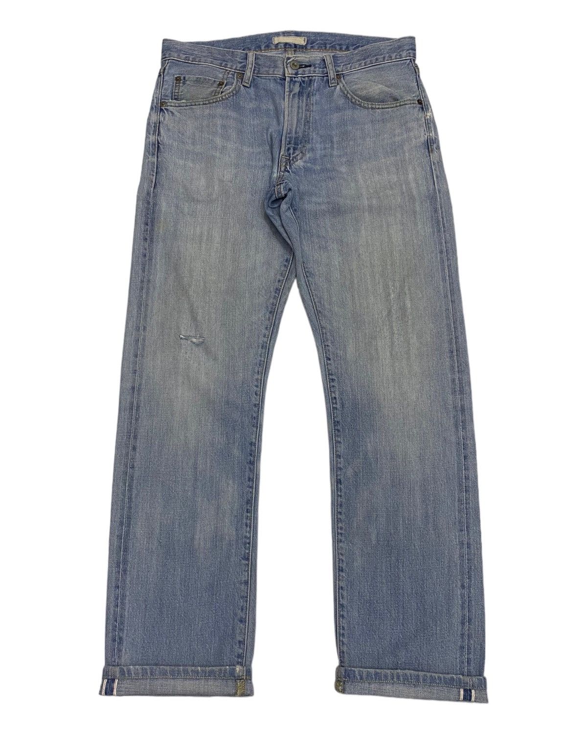 Japanese Brand × Jun Takahashi UNIQLO JAPAN SELVEDGE DISTRESSED BAGGY DENIM JEANS Size US 33 - 1 Thumbnail
