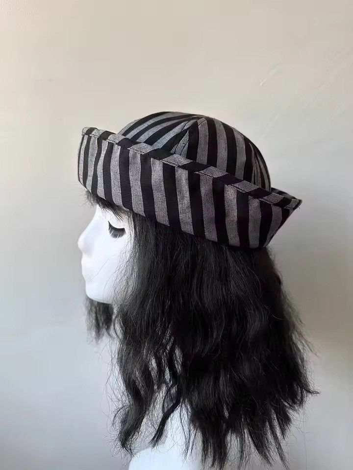 Japanese Brand Black Stripe Beret Sailor Cap – Y2K French Girl Aesthetic Size ONE SIZE - 2 Thumbnail