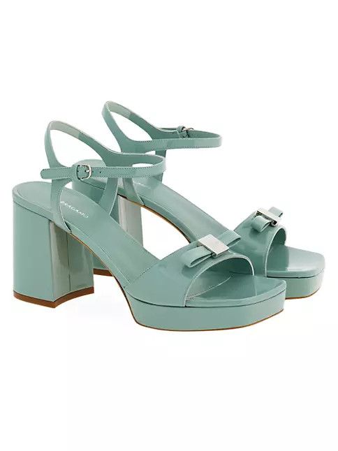 Salvatore Ferragamo o1s1rm0924 Patent Leather Sandals in Green Size US 7.5 / IT 37.5 - 2 Thumbnail