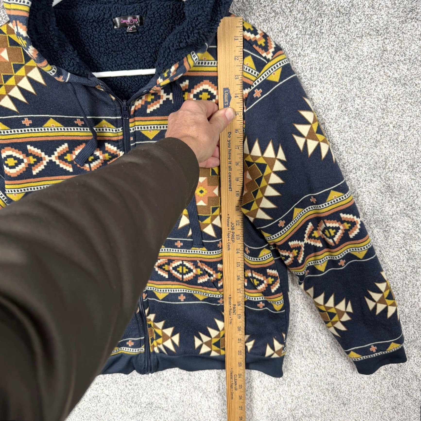 Vintage Canyon Creek Hoodie Womens L Blue Aztec Sherpa Lined Full Zip Fleece Southwest Size L / US 10 / IT 46 - 2 Thumbnail