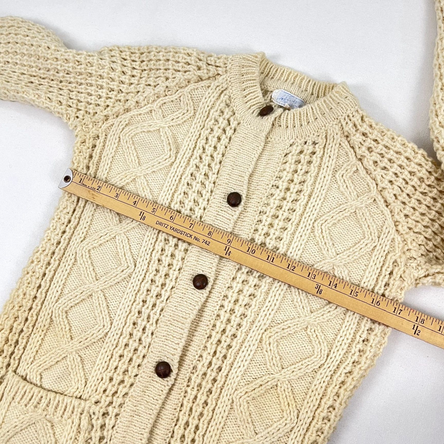 Vintage VINTAGE Unbranded Fisherman Knit Cardigan Womens Sz 34 Small Brown Wool Pockets Jumper Size 28" / US 6 / IT 42 - 4 Thumbnail