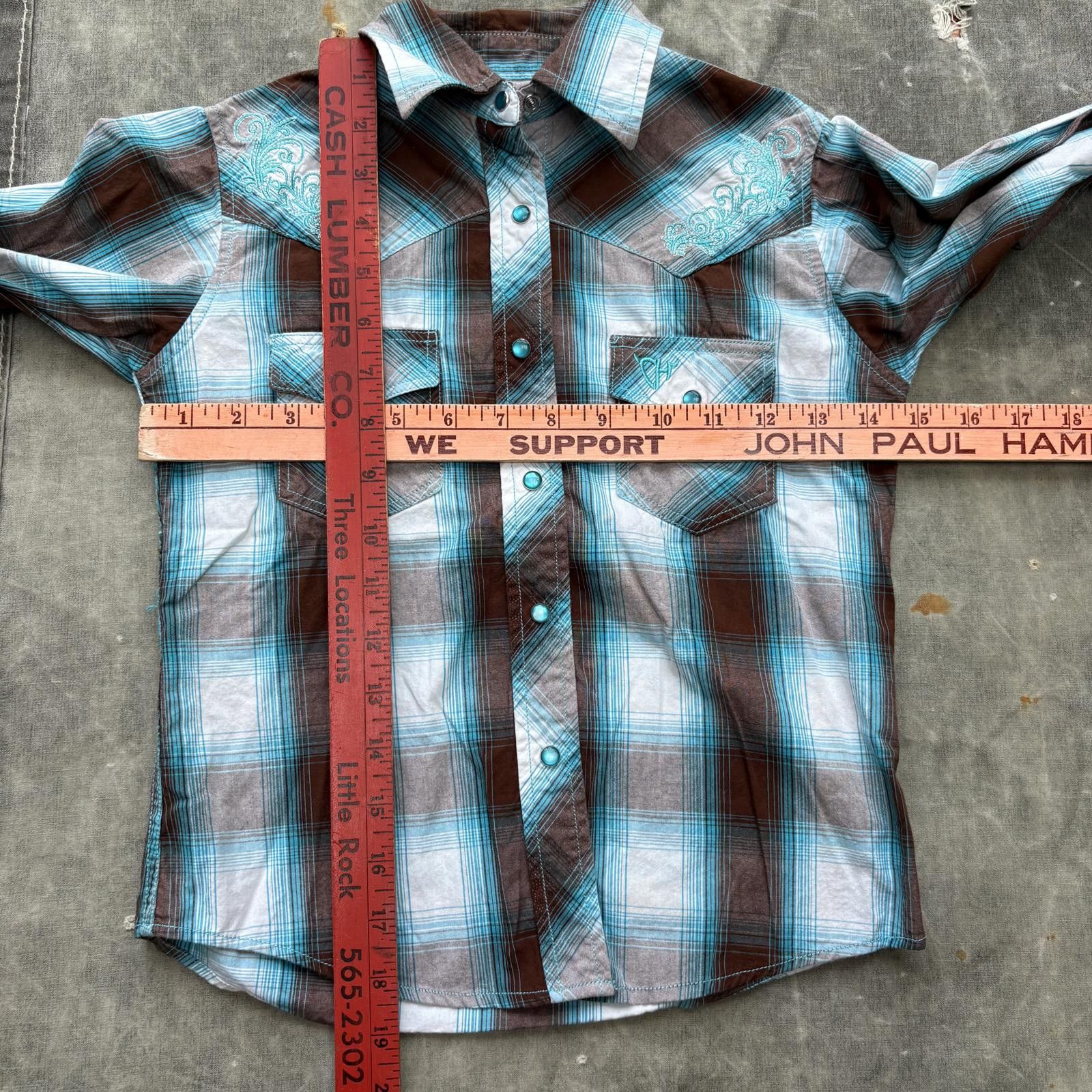 Vintage Vintage Y2K Cowgirl Hardware Pearl Snap Plaid Western Shirt Size S / US 4 / IT 40 - 5 Thumbnail