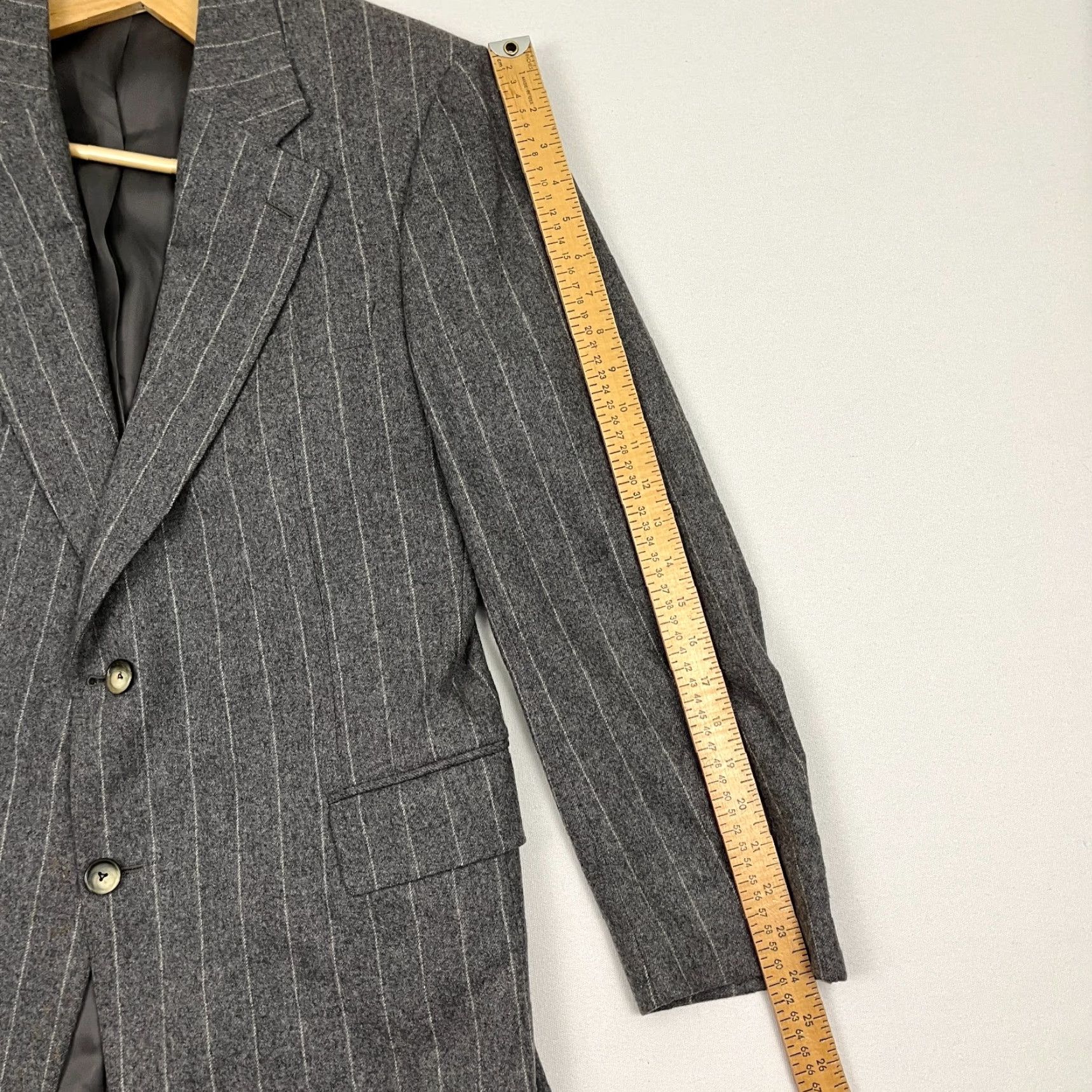 Paul Stuart Paul Stuart Blazer Jacket Mens 40R Wool Cashmere Gray Chalk Stripe 2-Button Vintage No N/A Size 40R - 7 Thumbnail