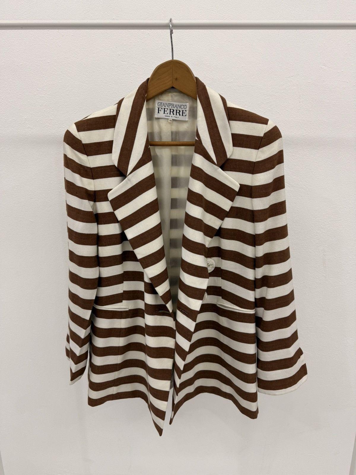 Gianfranco Ferre GIANFRANCO FERRE Jail Stripes Rayon/Silk Blazer Made ITALY 🇮🇹 Size XS / US 0-2 / IT 36-38 - 2 Thumbnail