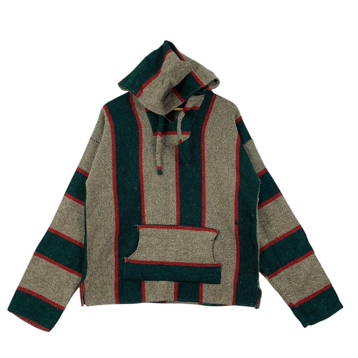 Vintage Vintage 80s MEXICAN BAJA PONCHO Rug Drug Woven Hoodie Size US L / EU 52-54 / 3 - 3 Thumbnail