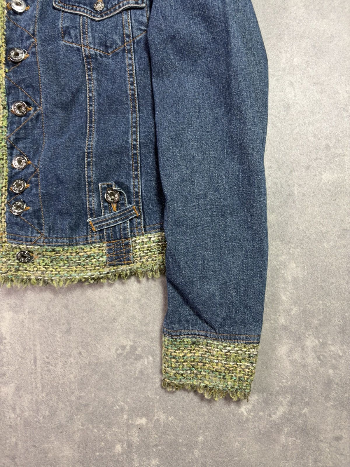 Dolce & Gabbana 00s D&G Dolce & Gabbana Tweed Trim Short Denim Jacket S Size S / US 4 / IT 40 - 5 Thumbnail