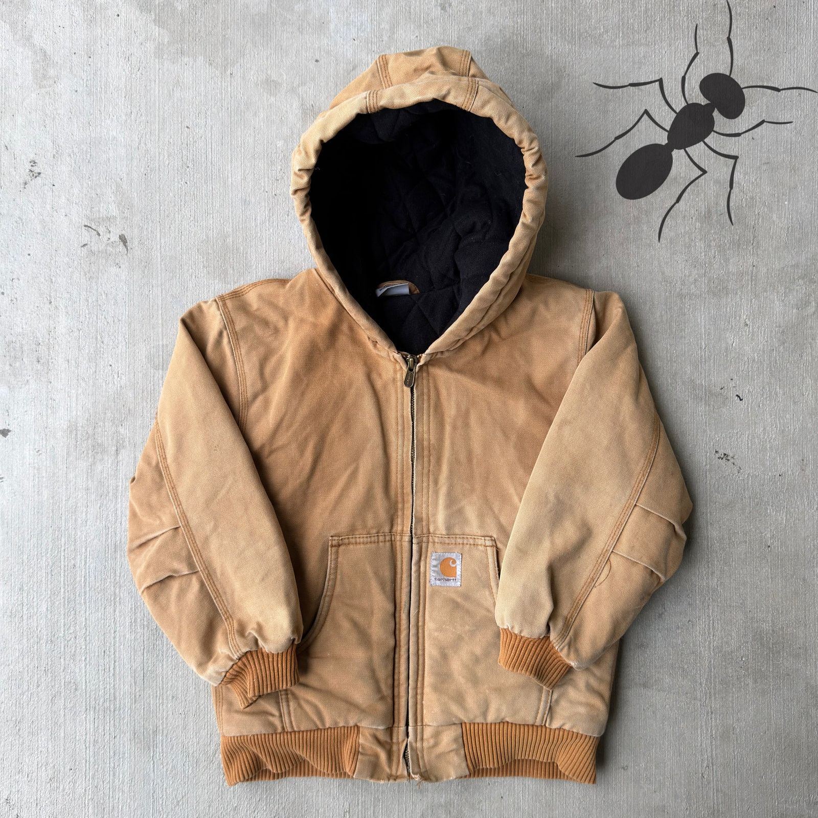 Carhartt × Vintage Carhartt YOUTH brown hooded work wear jacket Size US S / EU 44-46 / 1 - 1 Thumbnail