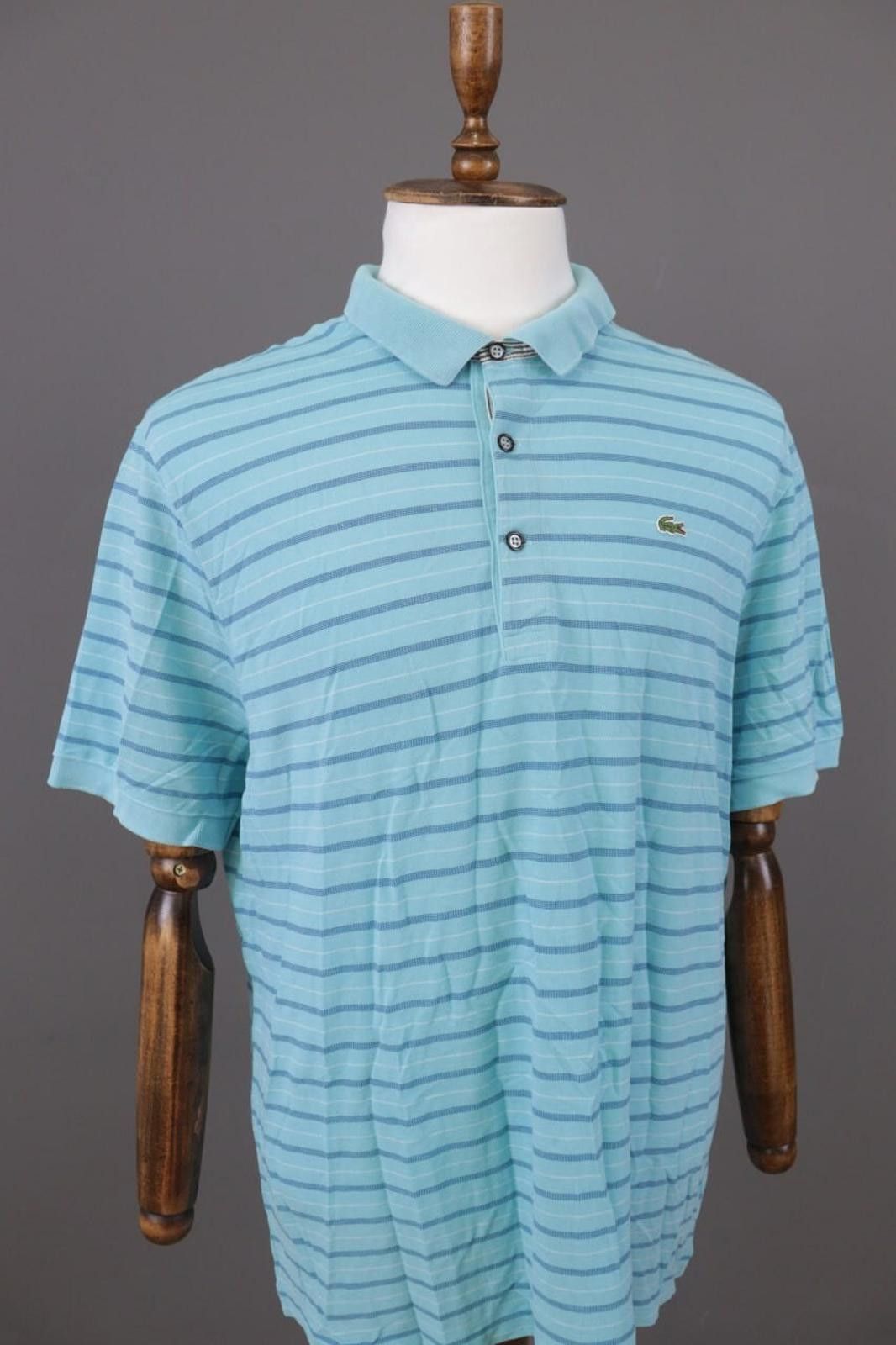 Lacoste Lacoste Blue Striped Short Sleeve Polo Shirt Size 8 / 3XL Size US XXL / EU 58 / 5 - 5 Thumbnail