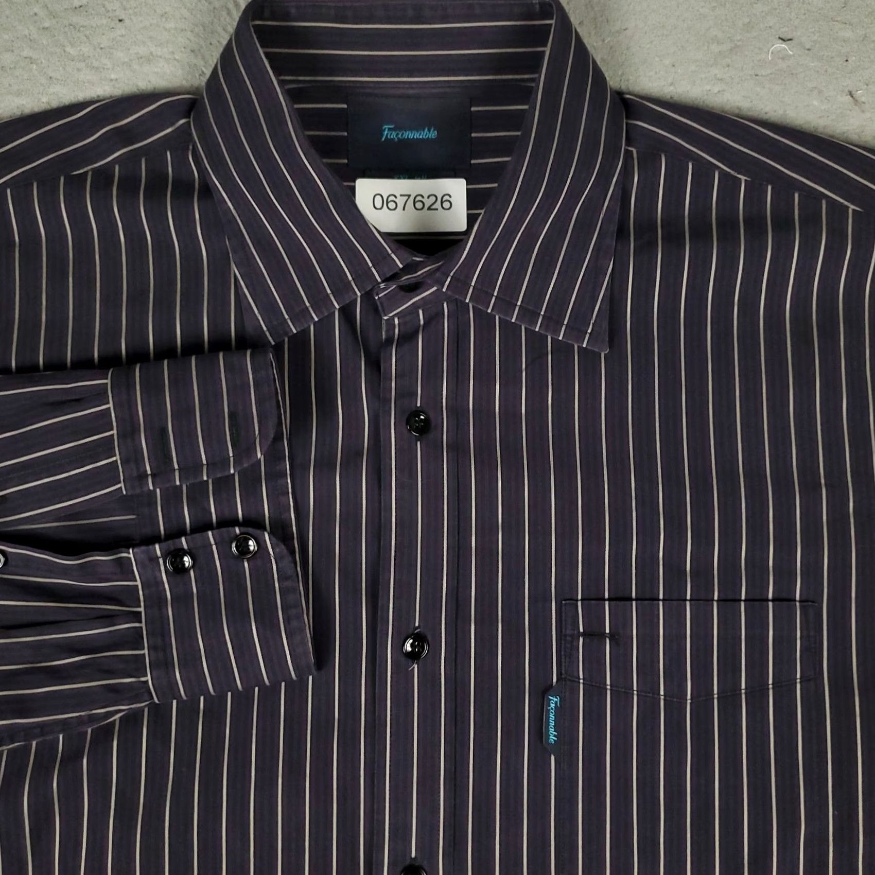 Faconnable Façonnable Shirt Mens 2XL Purple Striped Button-Up Long Sleeve Casual Business Formal Party/Cocktail Travel Workwear Mens Size US XXL / EU 58 / 5 - 2 Thumbnail