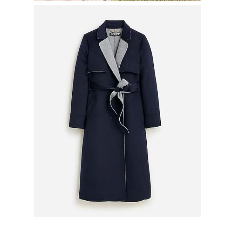 J.Crew J.Crew Harriet Trench Navy Grey Large Double Faced Wool NEW Size L / US 10 / IT 46 - 2 Thumbnail