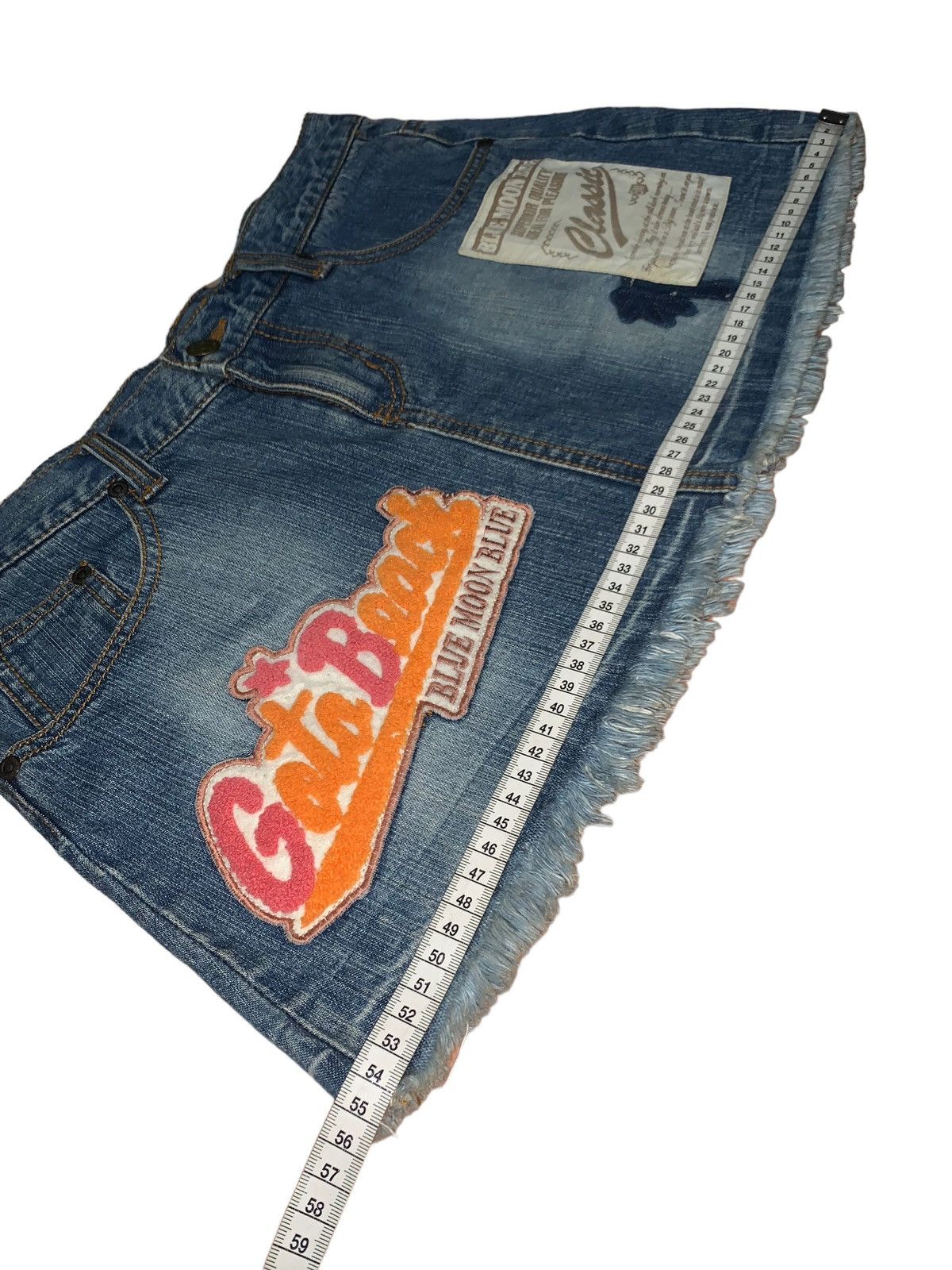 If Six Was Nine × Japanese Brand × Le Grande Bleu (L.G.B.) Vintage Blue moon blue patches denim mini skirt Size 30" / US 8 / IT 44 - 11 Thumbnail