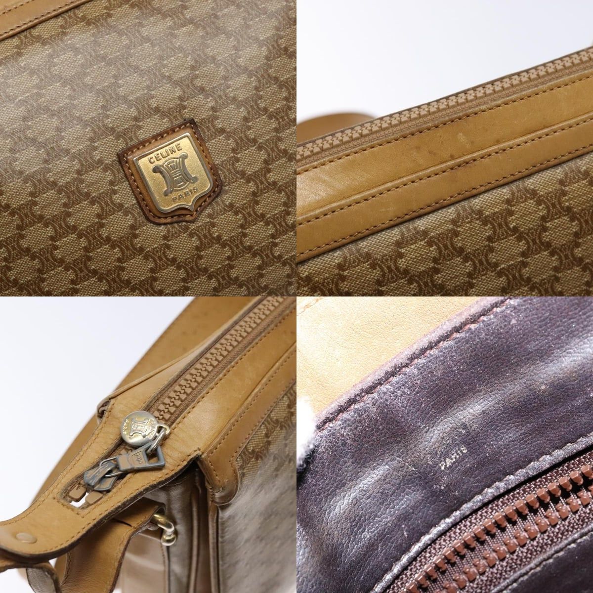 Celine CELINE Macadam Canvas Shoulder Bag Beige Gold Size ONE SIZE - 11 Thumbnail