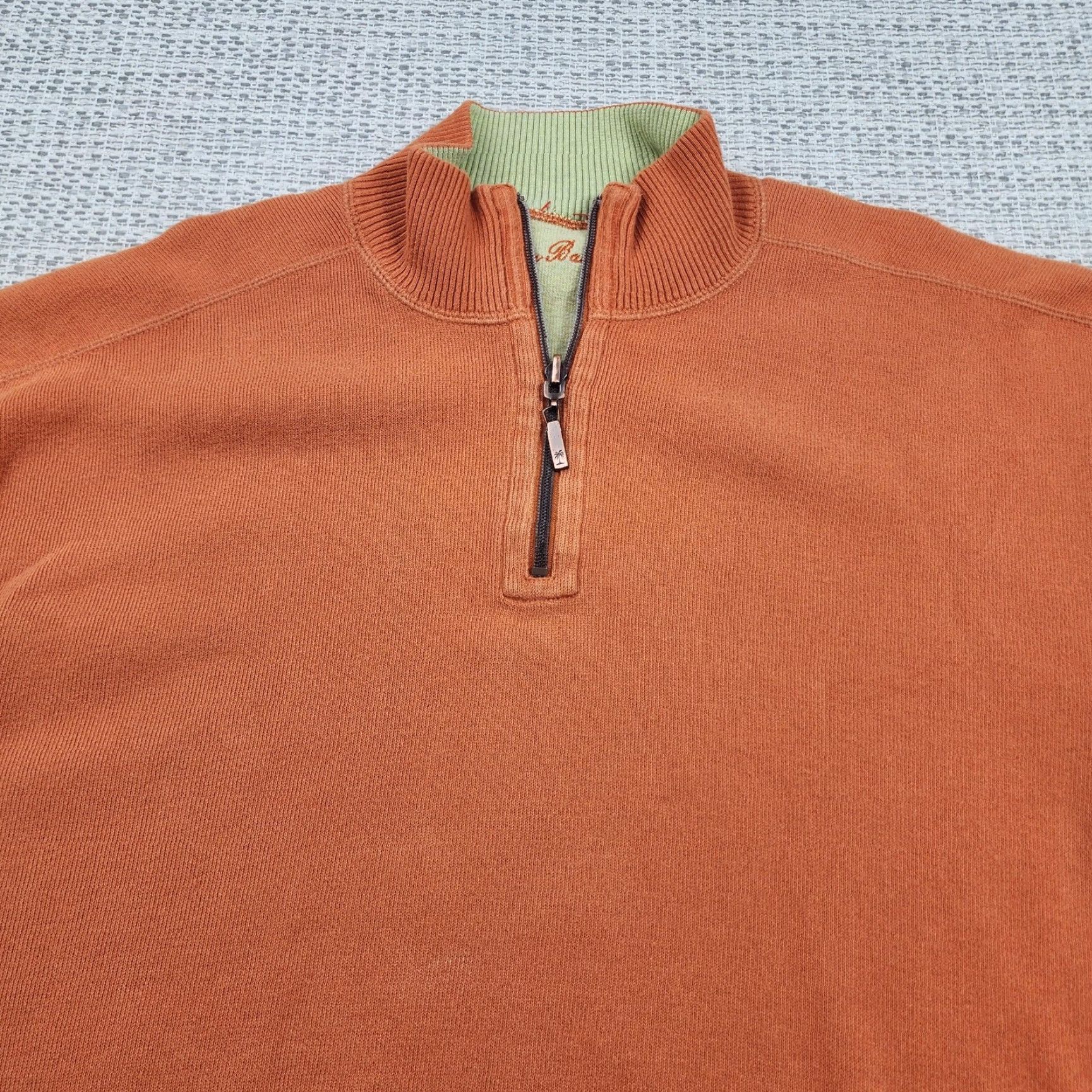 Tommy Bahama Tommy Bahama Sweater Mens L Orange Quarter Zip Pullover Cotton Mock Neck Shirt Size US L / EU 52-54 / 3 - 4 Thumbnail