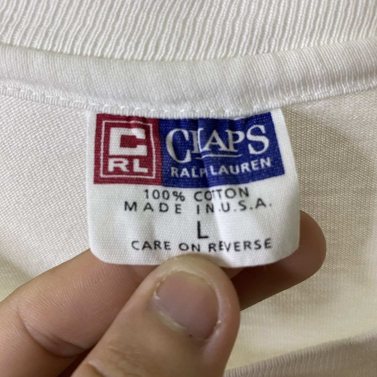 Chaps Ralph Lauren Vintage 1990s Chaps Ralph Lauren Big Logo T Shirt Size US L / EU 52-54 / 3 - 3 Thumbnail