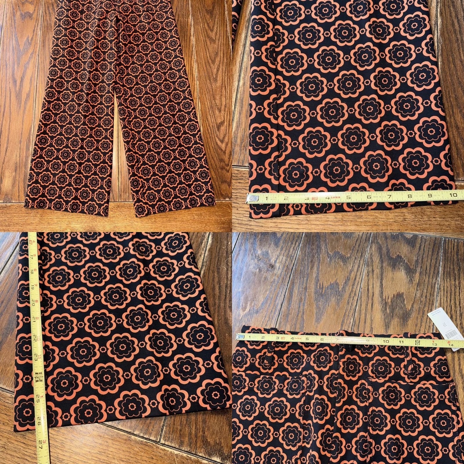 Anthropologie VINTAGE Anthropologie Maeve The Colette Pants Wide-Leg Black Orange Motif Size 27 New Size 27" / US 4 / IT 40 - 9 Thumbnail