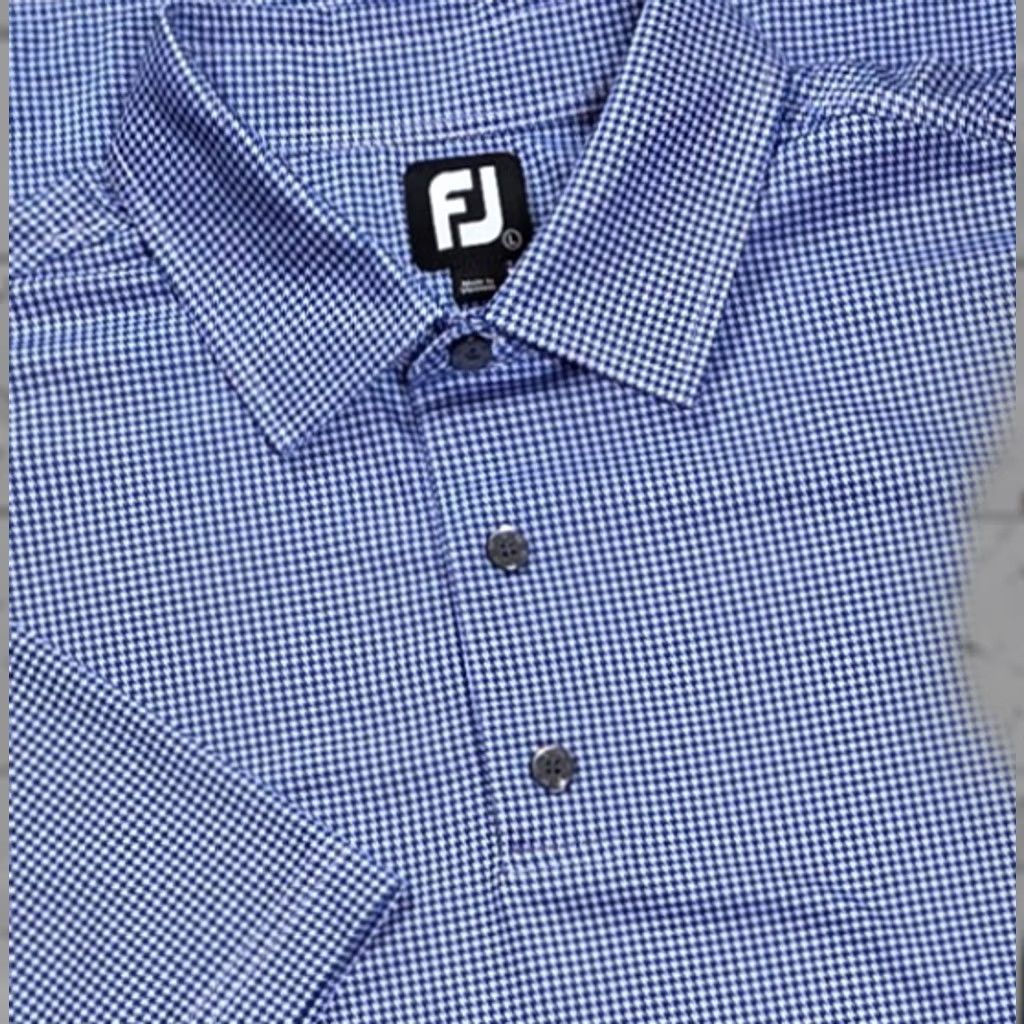 Footjoy FootJoy Polo Shirt Mens L Blue Houndstooth Performance Naples FJ Golf Size US L / EU 52-54 / 3 - 1 Thumbnail