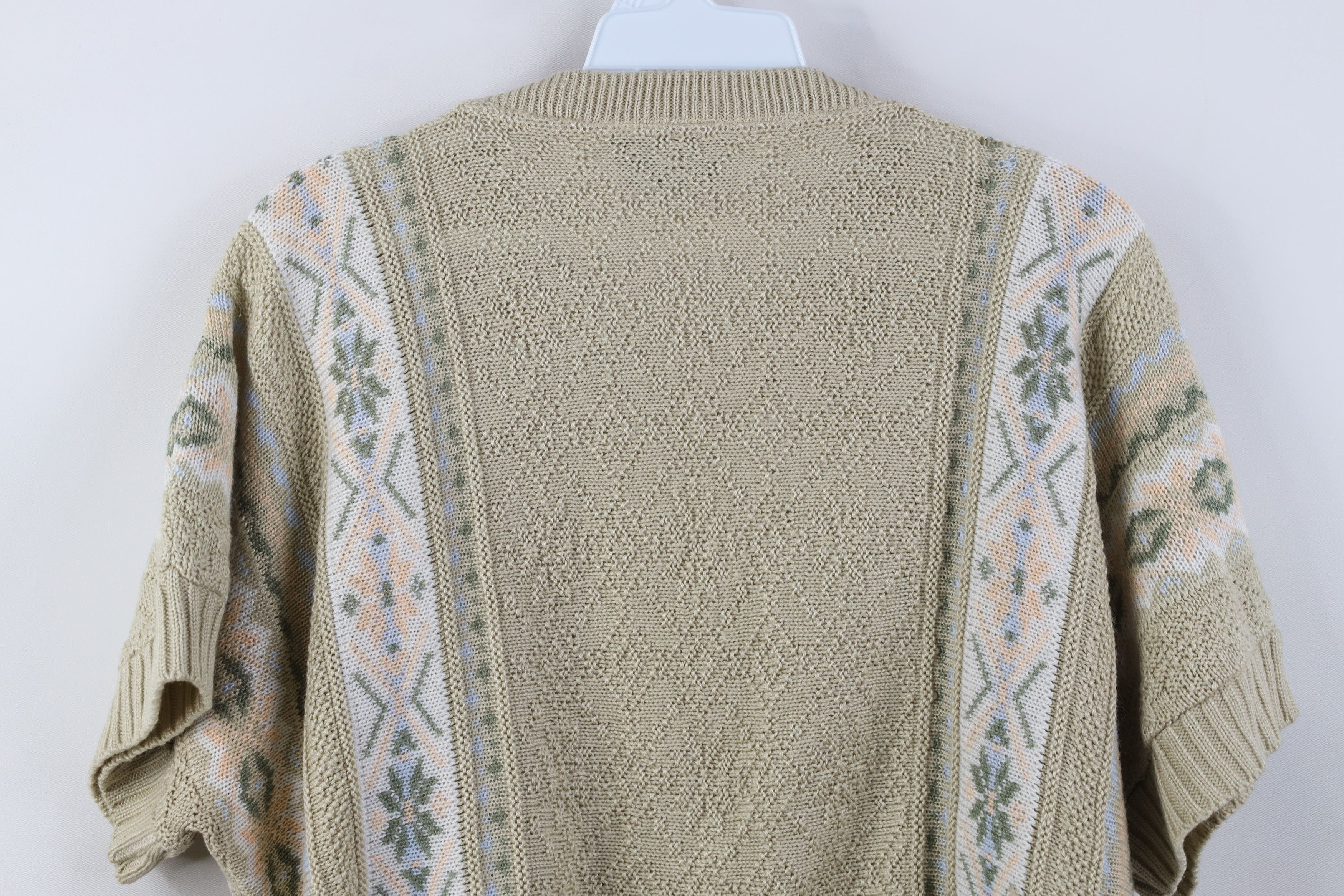 Vintage Vintage 90s Streetwear Fair Isle Knit Short Sleeve Sweater Size L / US 10 / IT 46 - 9 Thumbnail