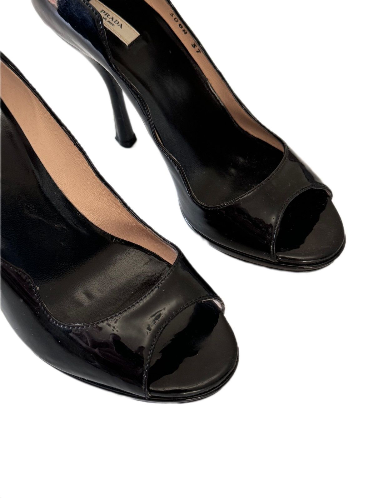 Prada PRADA Patent open toe shoes Size US 7 / IT 37 - 4 Thumbnail