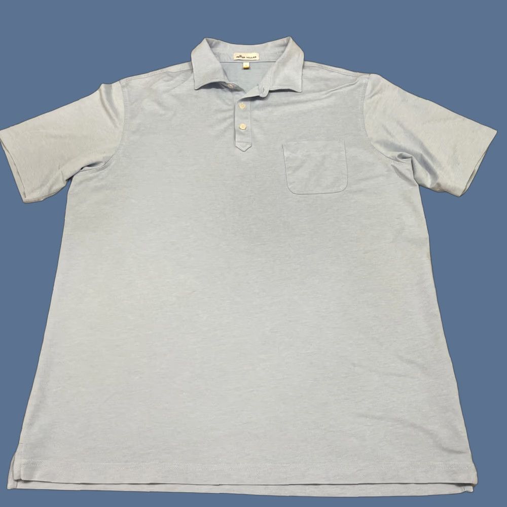 Peter Millar Peter Millar Polo Shirt Mens Cotton-Blend Performance Blue L Short Sleeve Collared Breathable Stretch Size US L / EU 52-54 / 3 - 1 Thumbnail