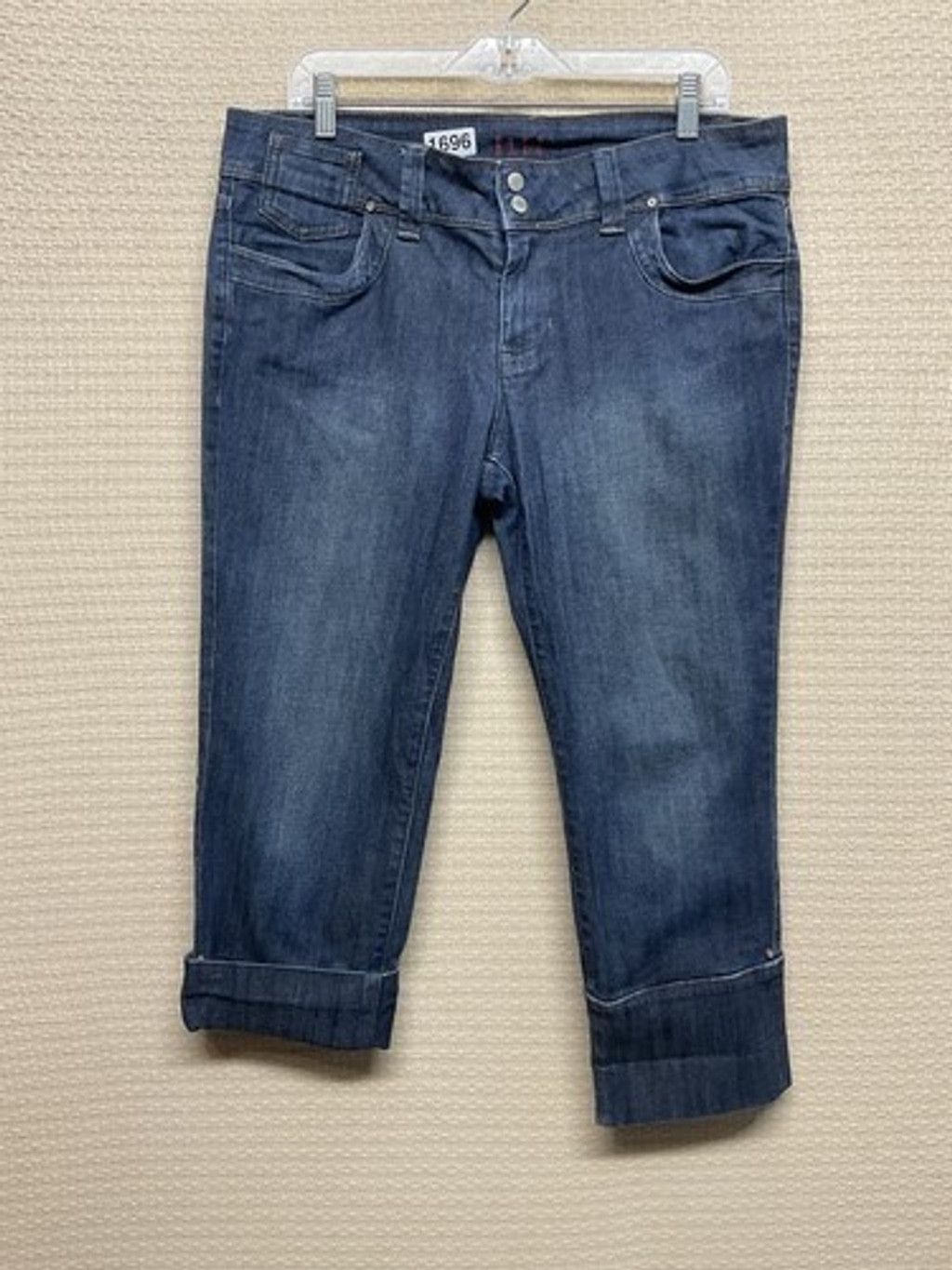 Other Elle Blue Dark Wash Cuffed Denim PantsCrop Jeans Women 12 Size 36" / US 14 / IT 50 - 10 Thumbnail