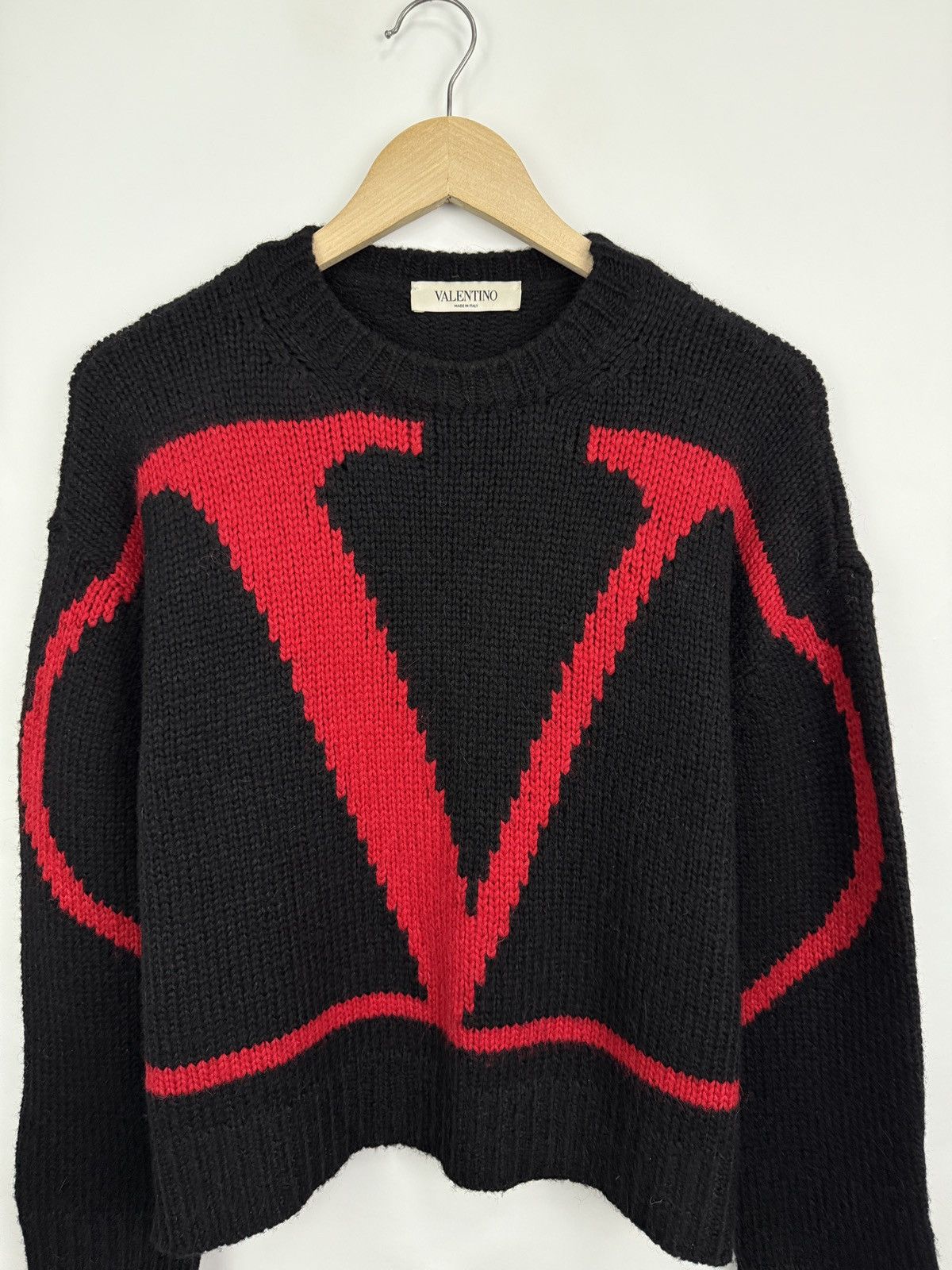 Valentino 🇮🇹 Valentino V Red Logo Wool Alpaca Sweater Rare Retro Size M / US 6-8 / IT 42-44 - 8 Thumbnail