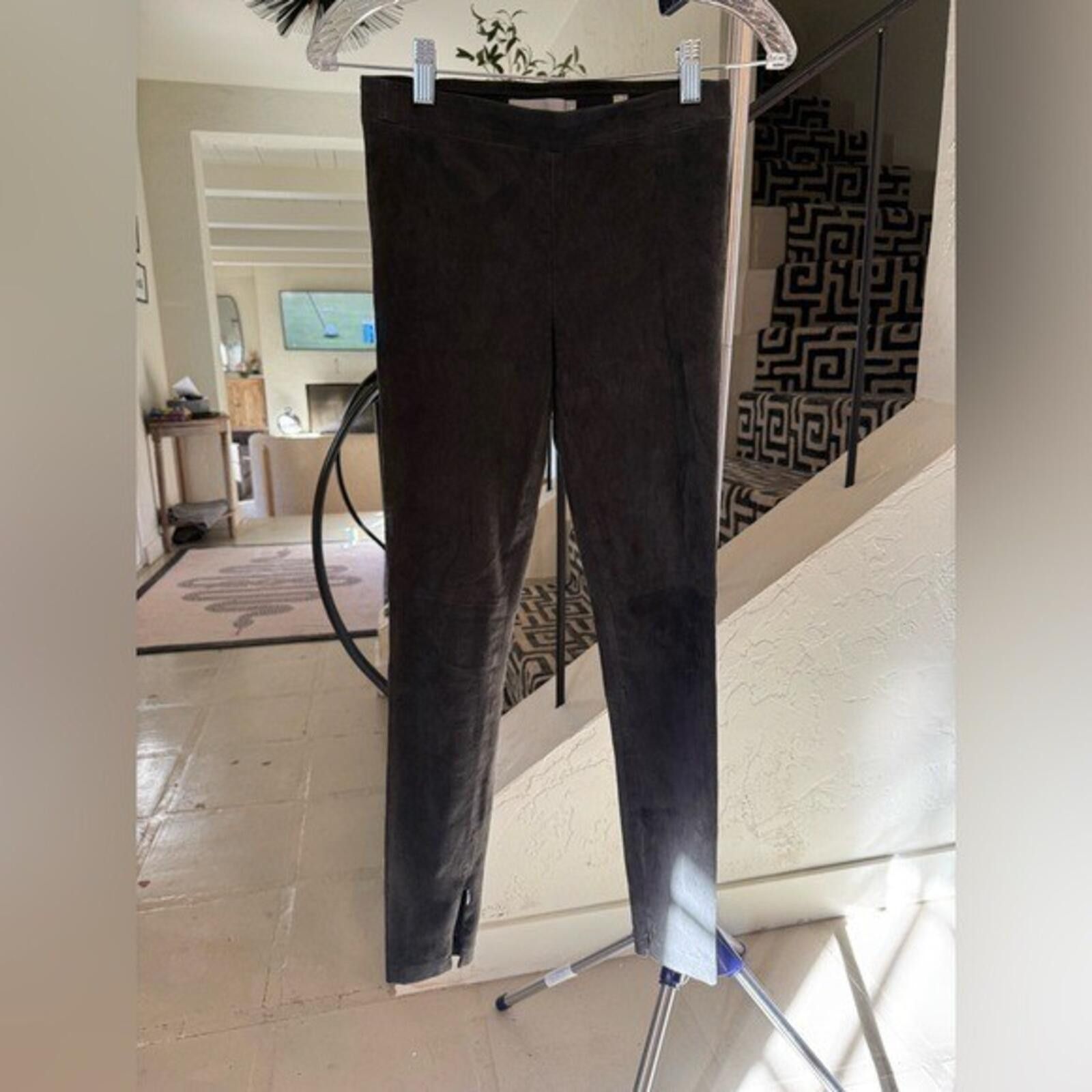 Vince Vince 100% Lamb Leather Pull-On Leggings Black Charcoal XS Size 26" / US 2 / IT 38 - 2 Thumbnail