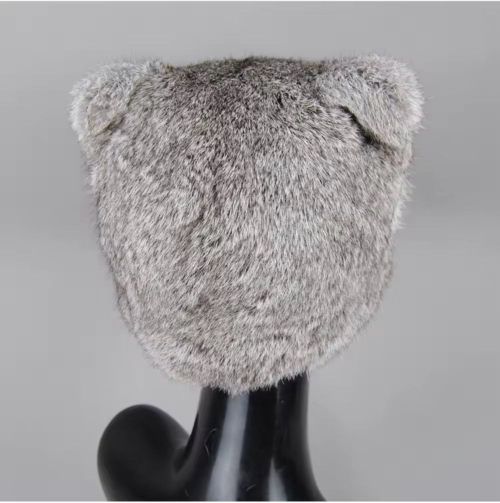 Japanese Brand Aesthetic Rabbit Fur Hat Unisex Size ONE SIZE - 3 Thumbnail