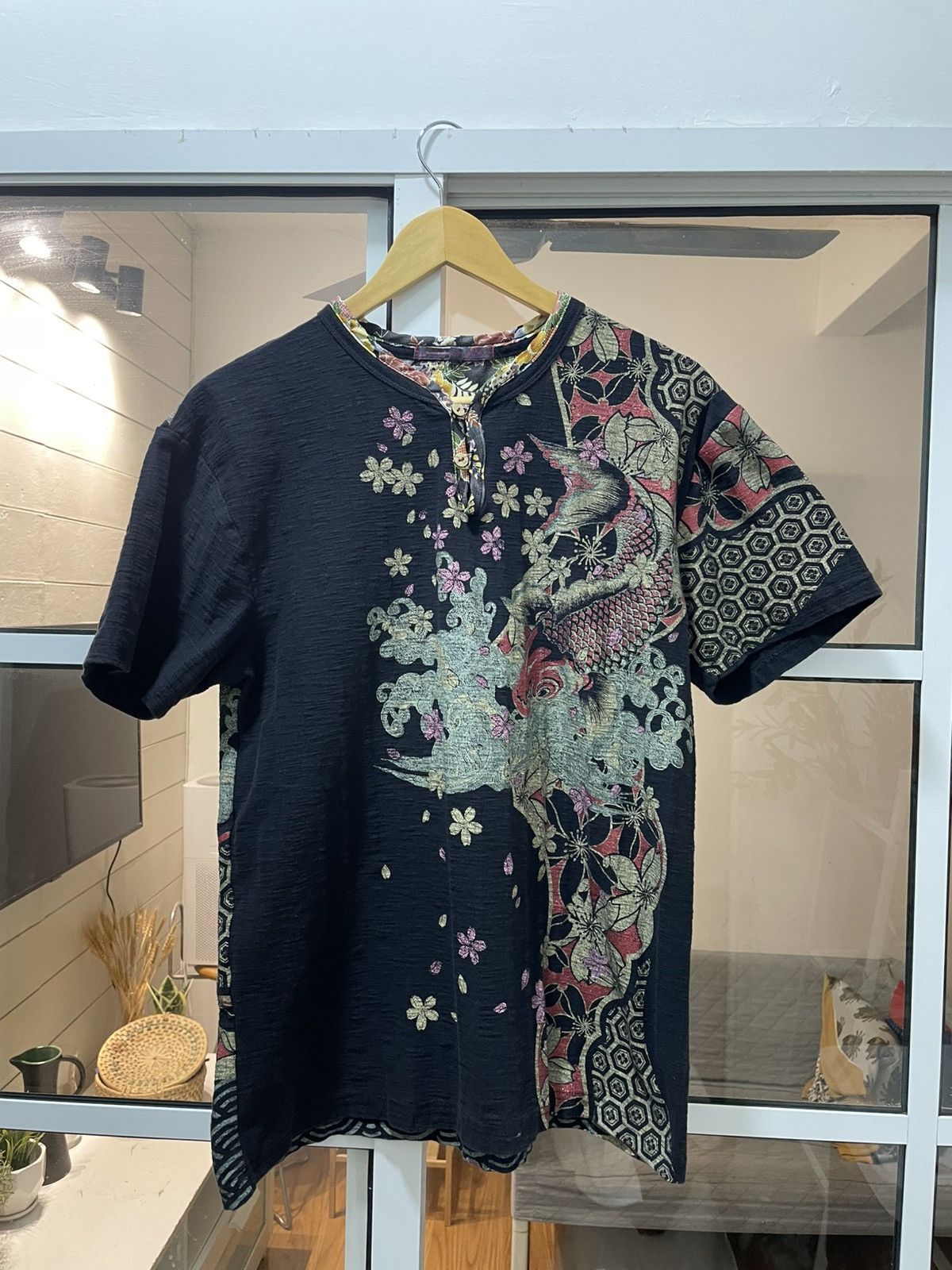 Karakuri Tamashii Vintage Karakuri Tamashi Embroidery Fish Koi Tee (Loopwheel) Size US M / EU 48-50 / 2 - 2 Thumbnail
