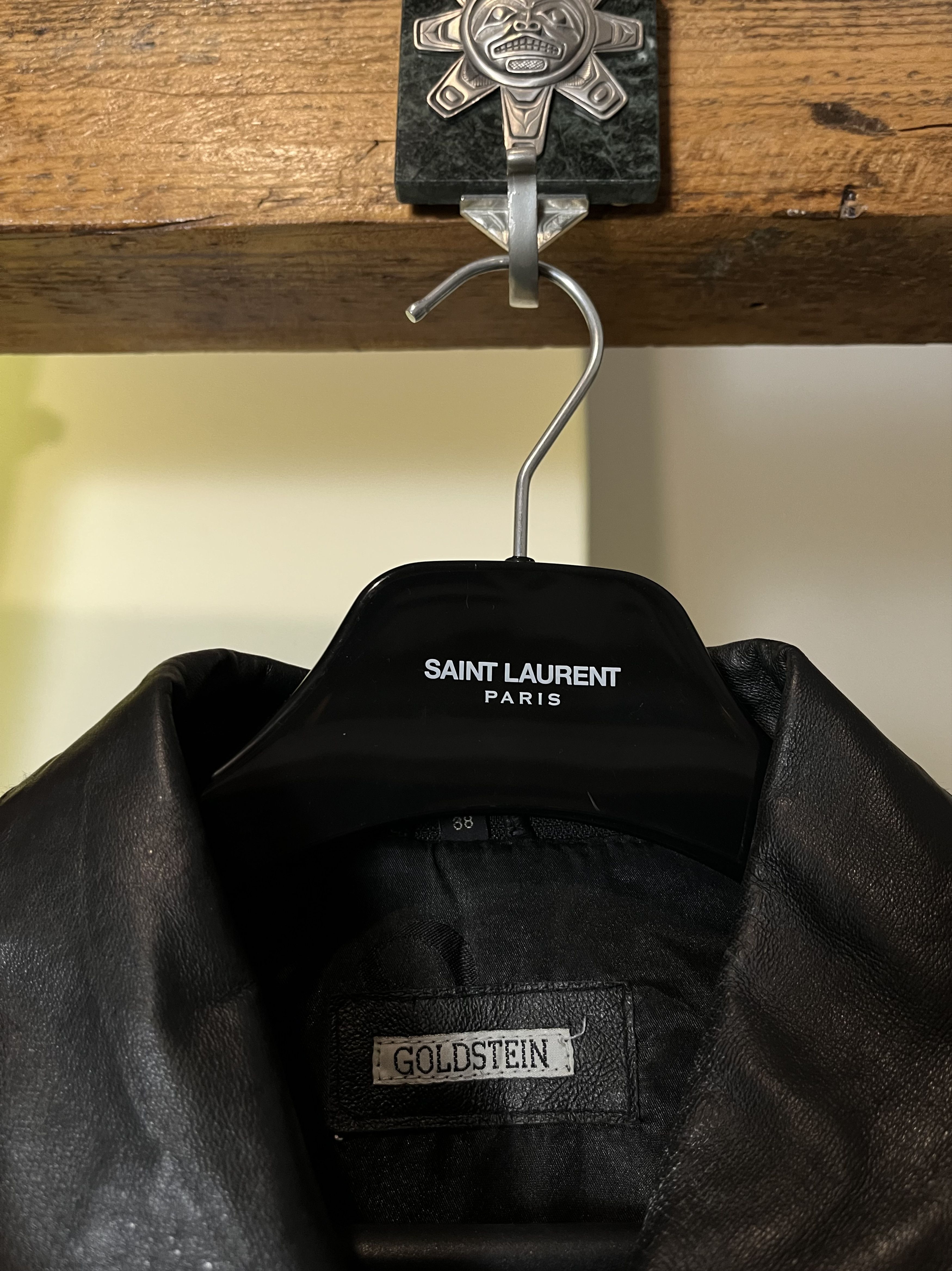 Genuine Leather × Vintage 90s Opium Real Leather Vintage Coat Jacket Size US L / EU 52-54 / 3 - 4 Thumbnail