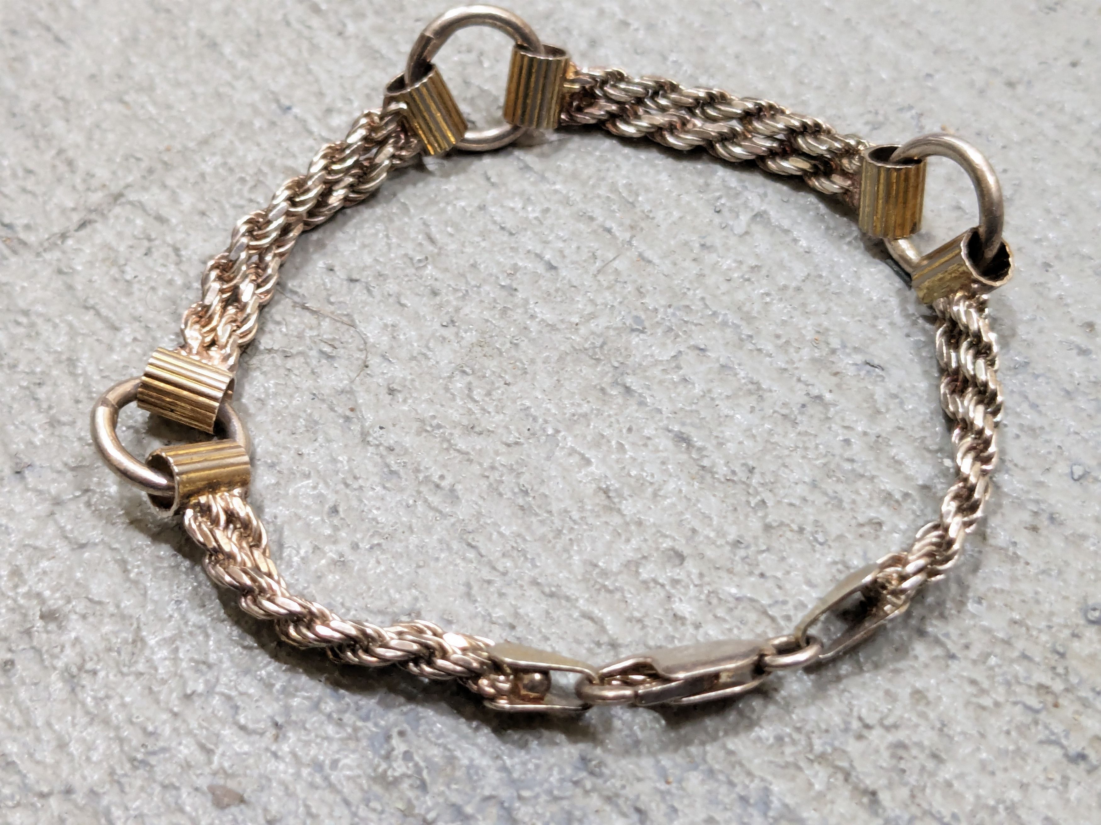 Jewelry Vintage Sterling Silver Bracelet 7.25 Rope Twist Round Chain Size ONE SIZE - 2 Thumbnail