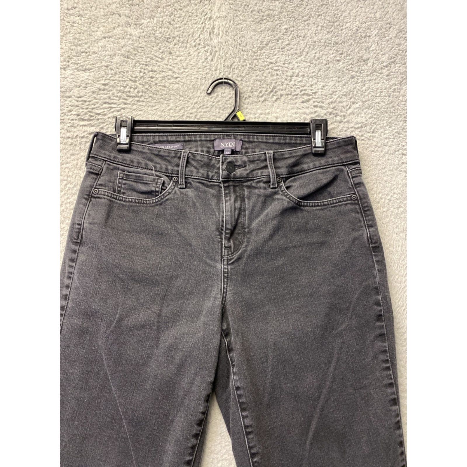 NYDJ VINTAGE? No. NYDJ Jeans Womens 12 Mid Wash Black Marilyn Straight Lift Tuck Stretch /162-1 Size 34" / US 12 / IT 48 - 2 Thumbnail