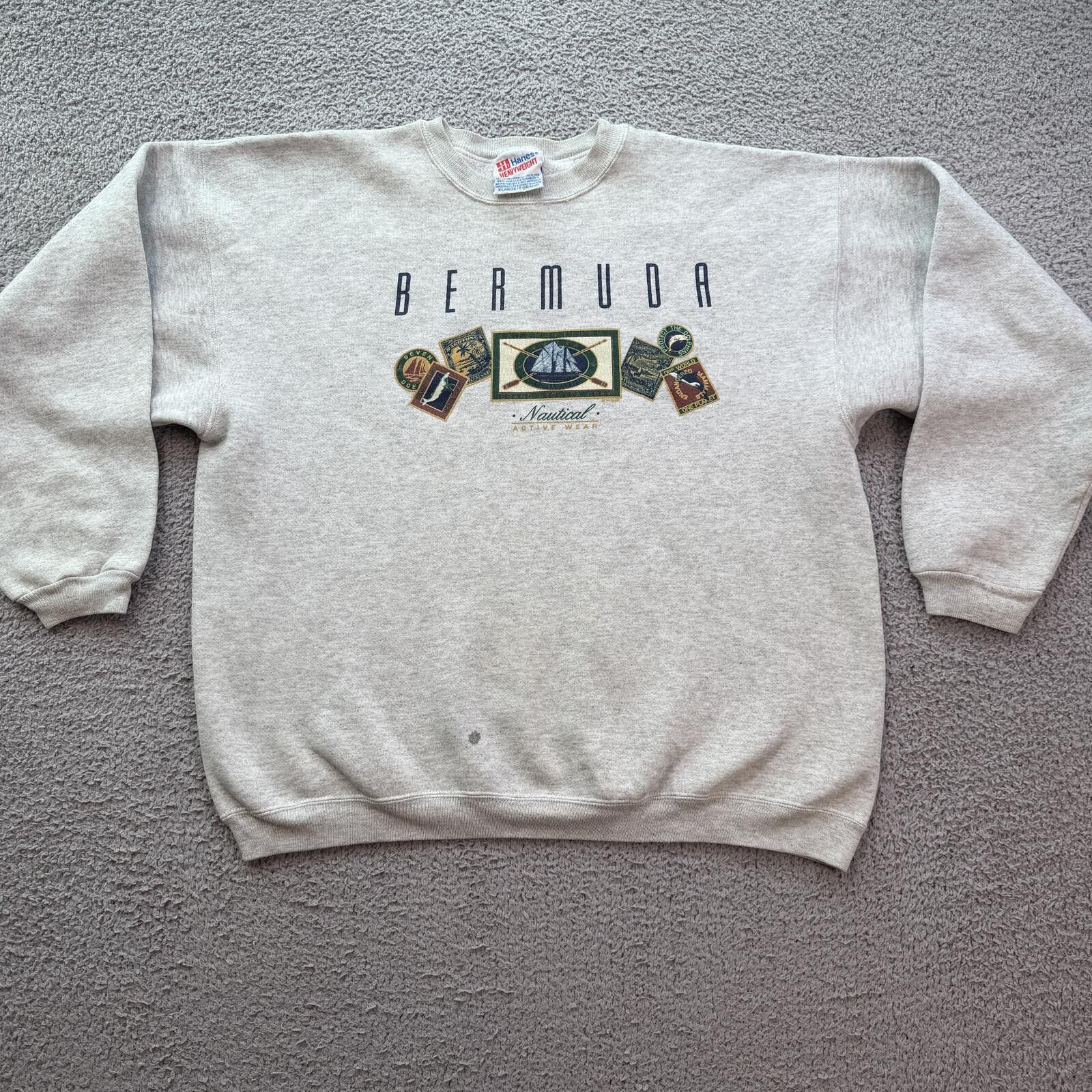 Hanes Vintage Bermuda Nautical Crewneck Sweatshirt XL Tourist 90s Size US XL / EU 56 / 4 - 1 Thumbnail