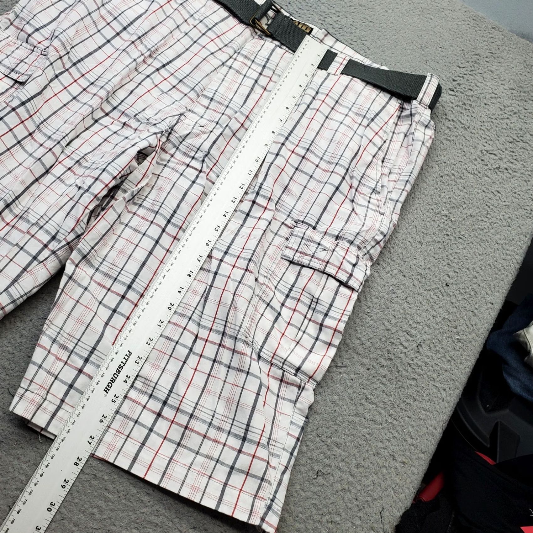 Vintage Galaxy Mens Cargo Shorts Size 48 Multi Plaid Flat Front Belted Waist Size US 32 / EU 48 - 4 Thumbnail