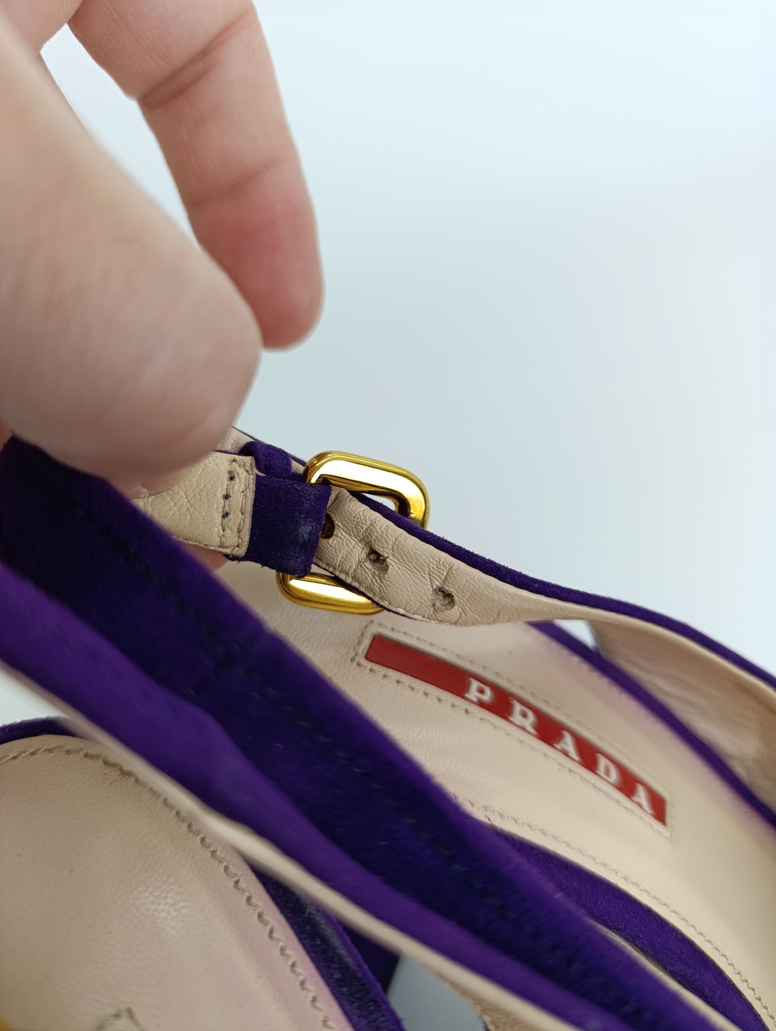 Prada PRADA BARHAT SANDALS HEELS PURPLE RED TAB Size US 7 / IT 37 - 22 Thumbnail