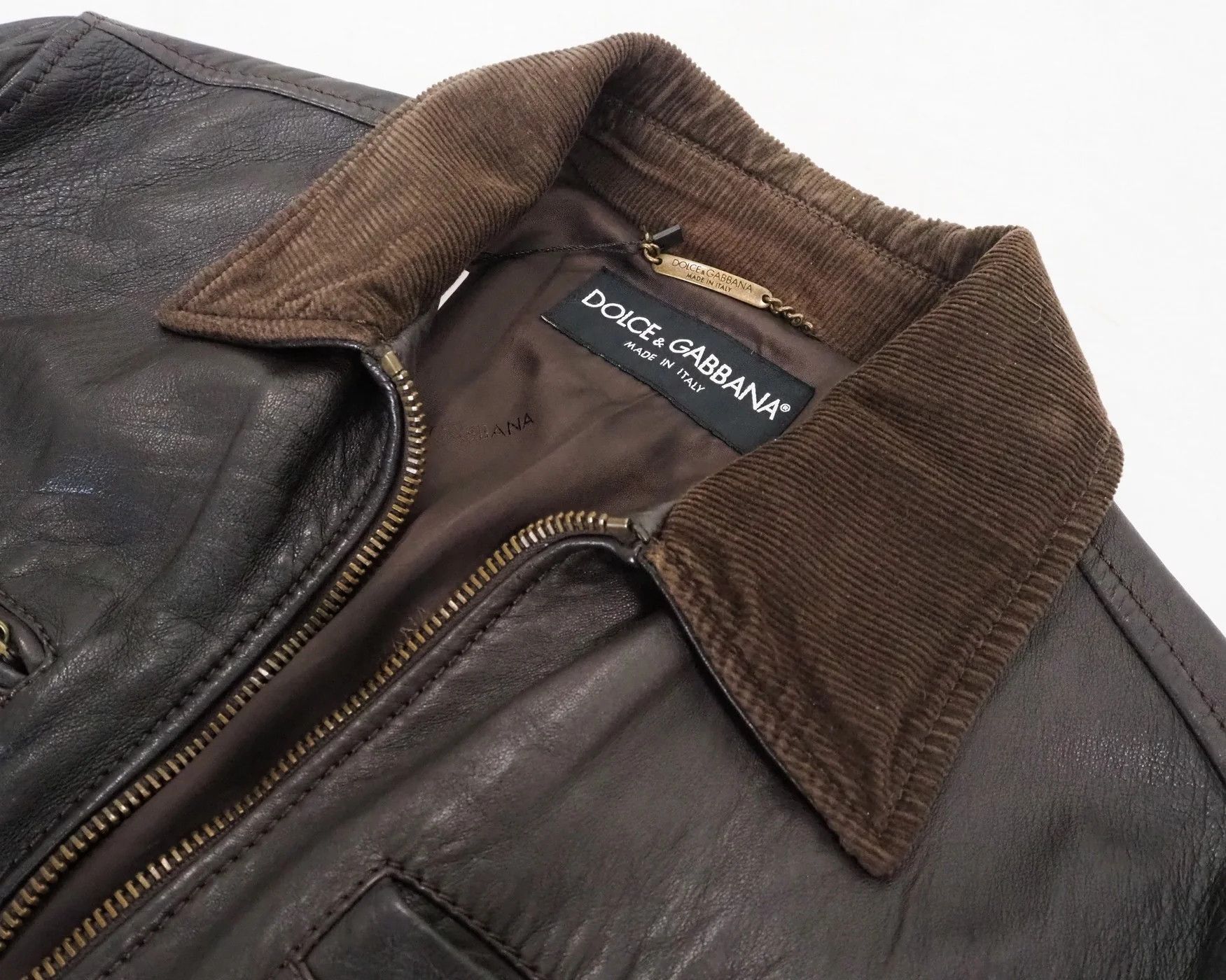 Dolce & Gabbana Dolce & Gabbana Leather Zip with Corduroy Collar $2180 Size US L / EU 52-54 / 3 - 12 Thumbnail