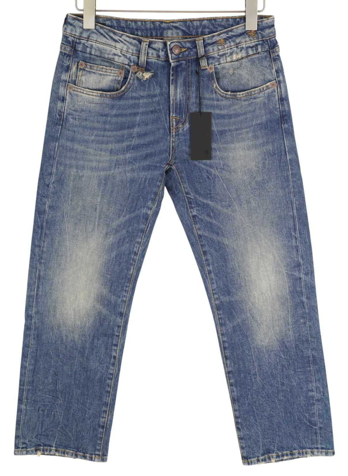 R13 BOY STRAIGHT 27 Cropped Ankle Washed Blue Kelly 84444 Size 27" / US 4 / IT 40 - 2 Thumbnail