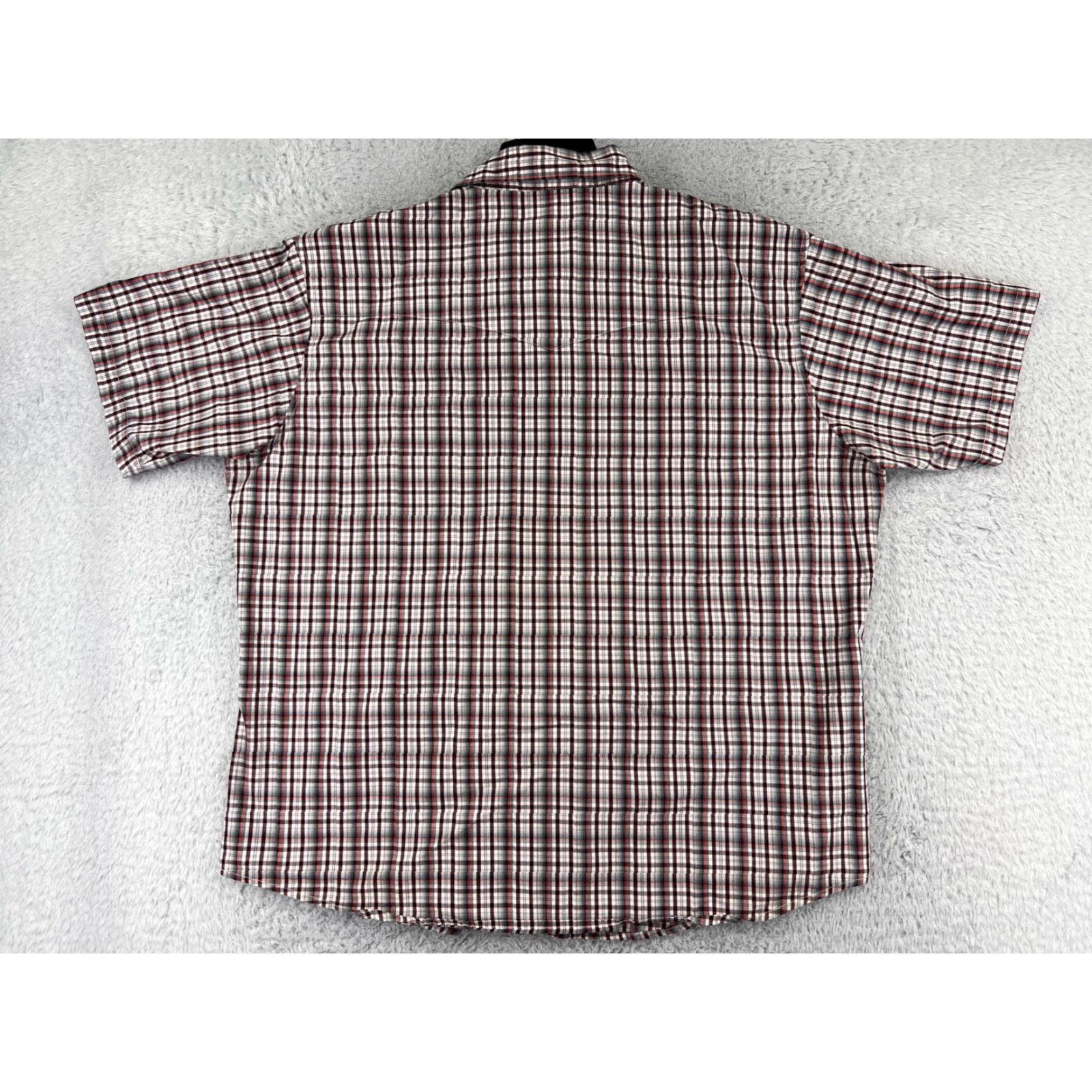 Wrangler Wrangler Shirt Mens 2XL XXL Red Black Plaid Western Pearl Snap Short Sleeve Size US XXL / EU 58 / 5 - 2 Thumbnail