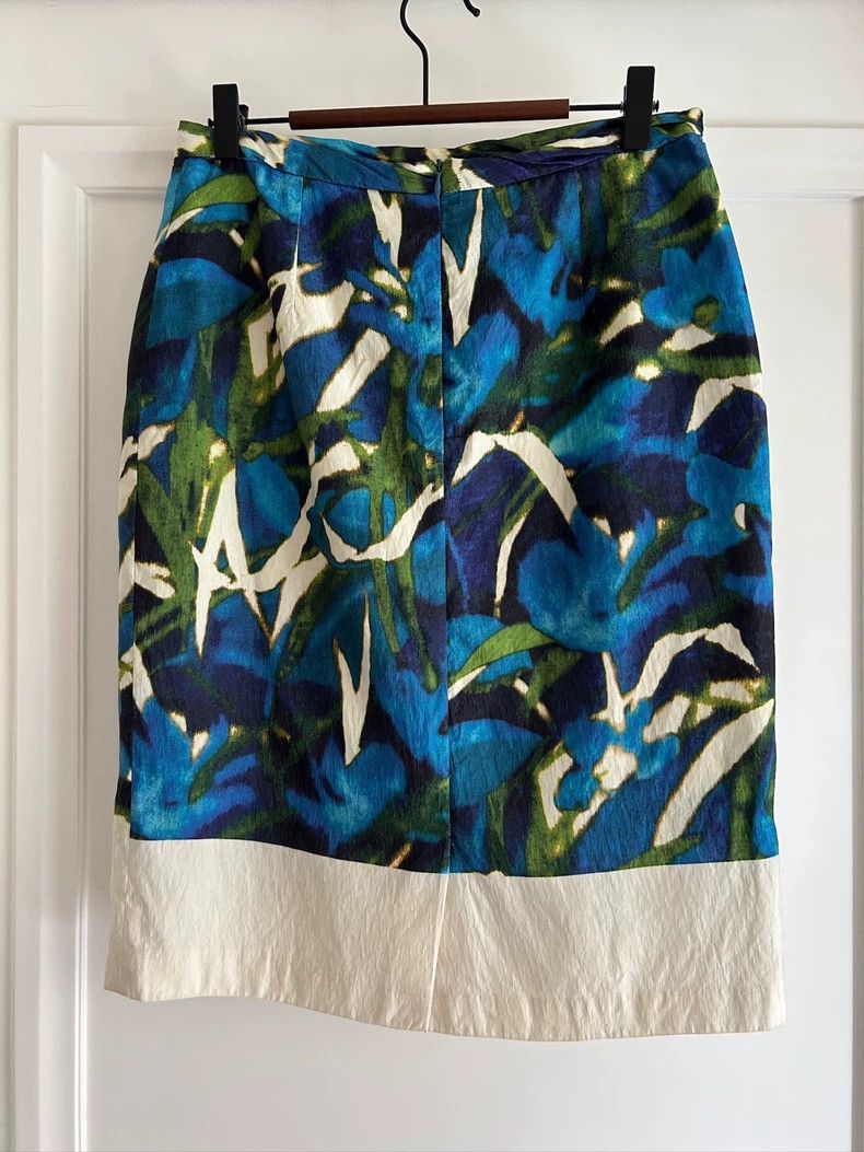 Dries Van Noten DRIES VAN NOTEN size:38 Blue fashion printed silk skirt Size 37" - 5 Thumbnail