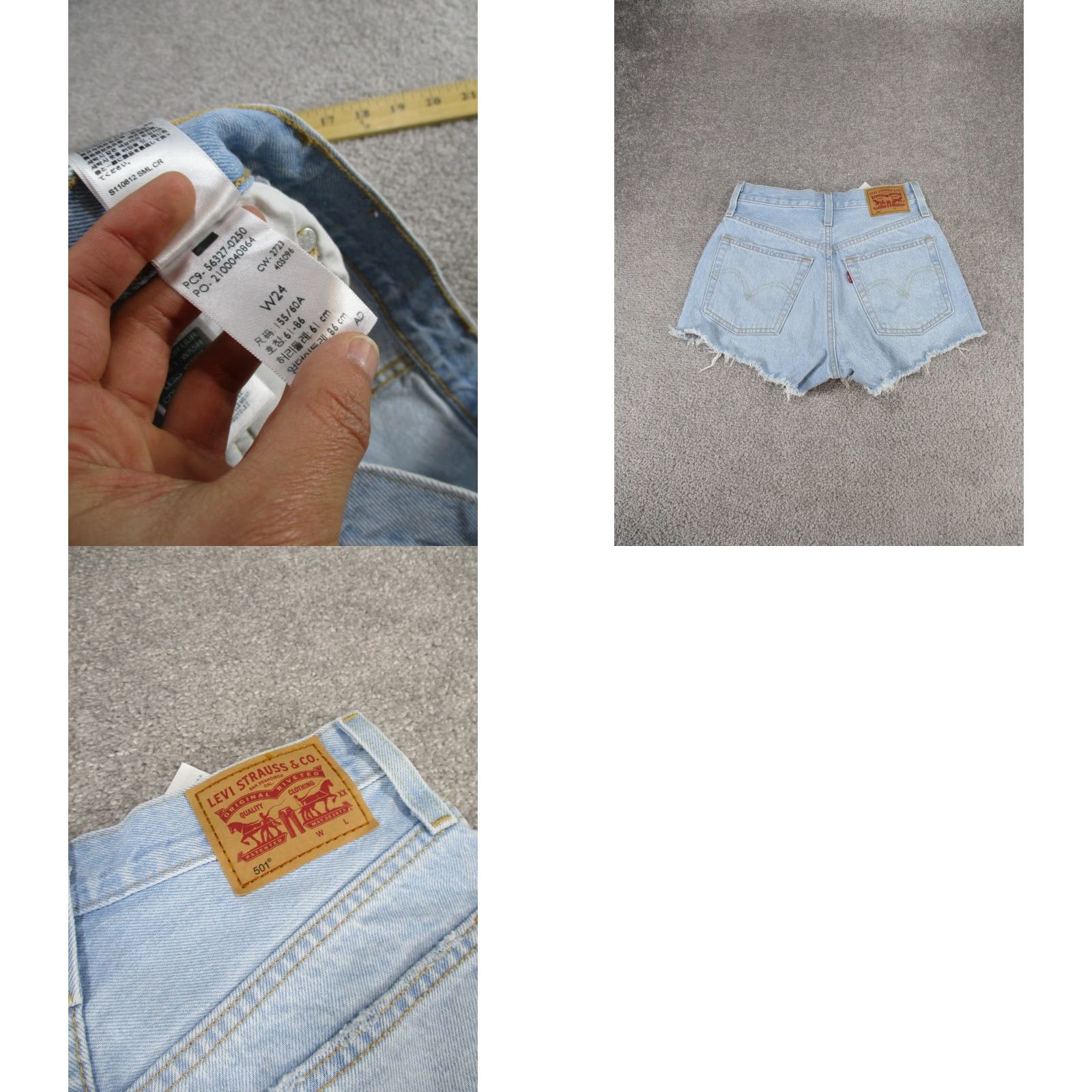 Levi's Levi's 501 Shorts Womens 24 Light Wash Denim Distressed Button Fly Cut Offs - 90s Classic, Blue, Regular, Casual Womens Shorties Size 42" / US 20 - 8 Thumbnail
