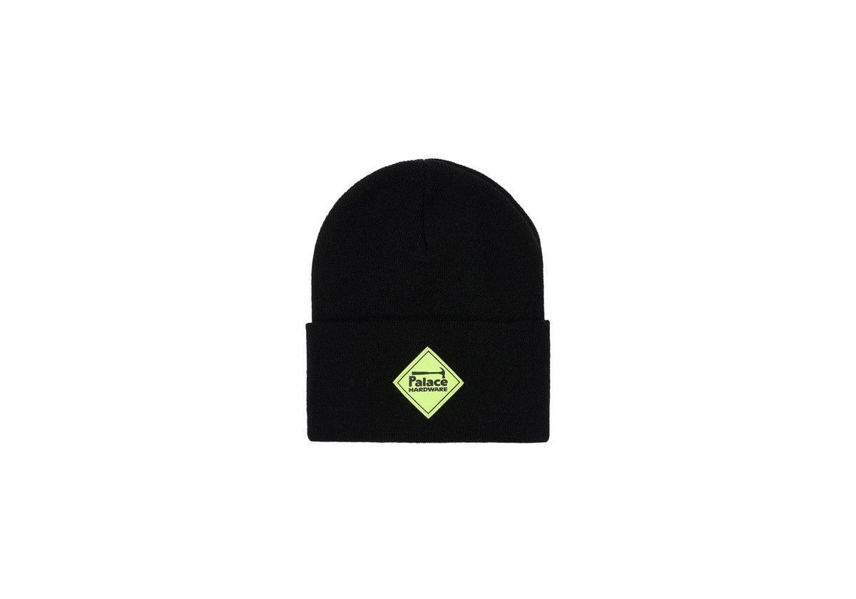 Palace Palace Hardware Woven Logo Beanie Cuffed Hat Knit Cap Black Size ONE SIZE - 1 Thumbnail