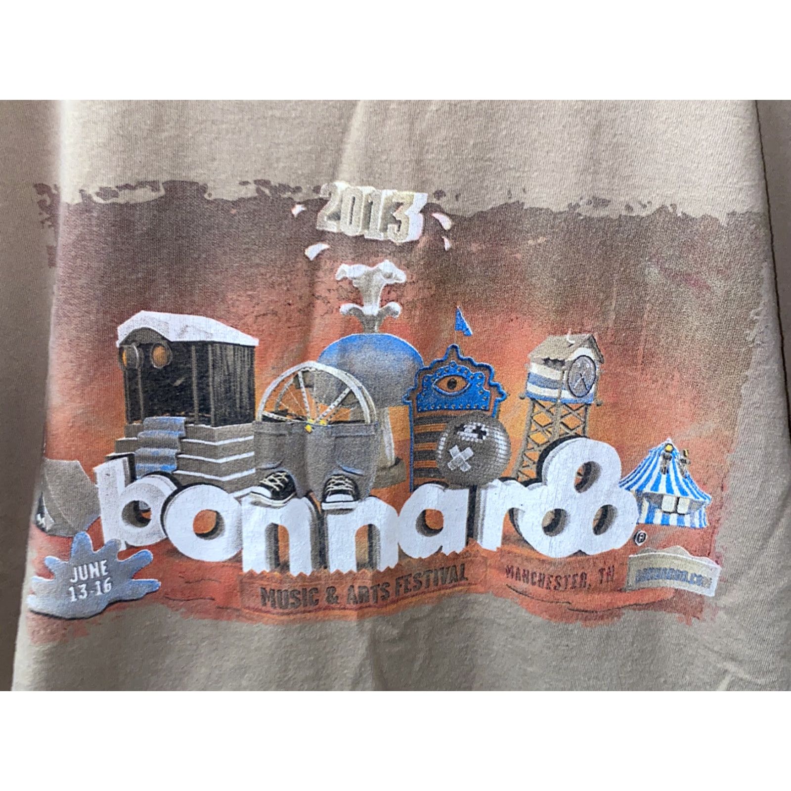 Vintage Men's T-Shirt Size Large Beige Bonnar Music Festival Cotton Short Sleeve Size US L / EU 52-54 / 3 - 2 Thumbnail