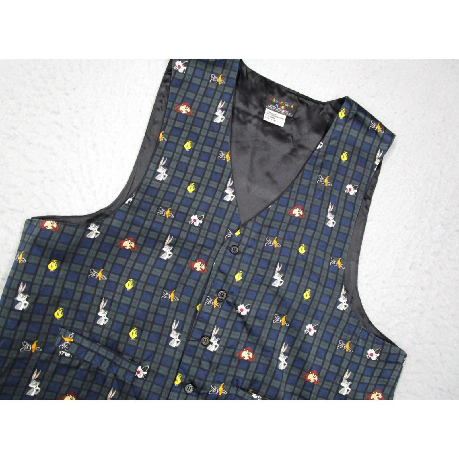 Vintage VINTAGE Looney Tunes Tartan Silk Vest Men Small Green Blue Adjustable Waist Size US S / EU 44-46 / 1 - 2 Thumbnail