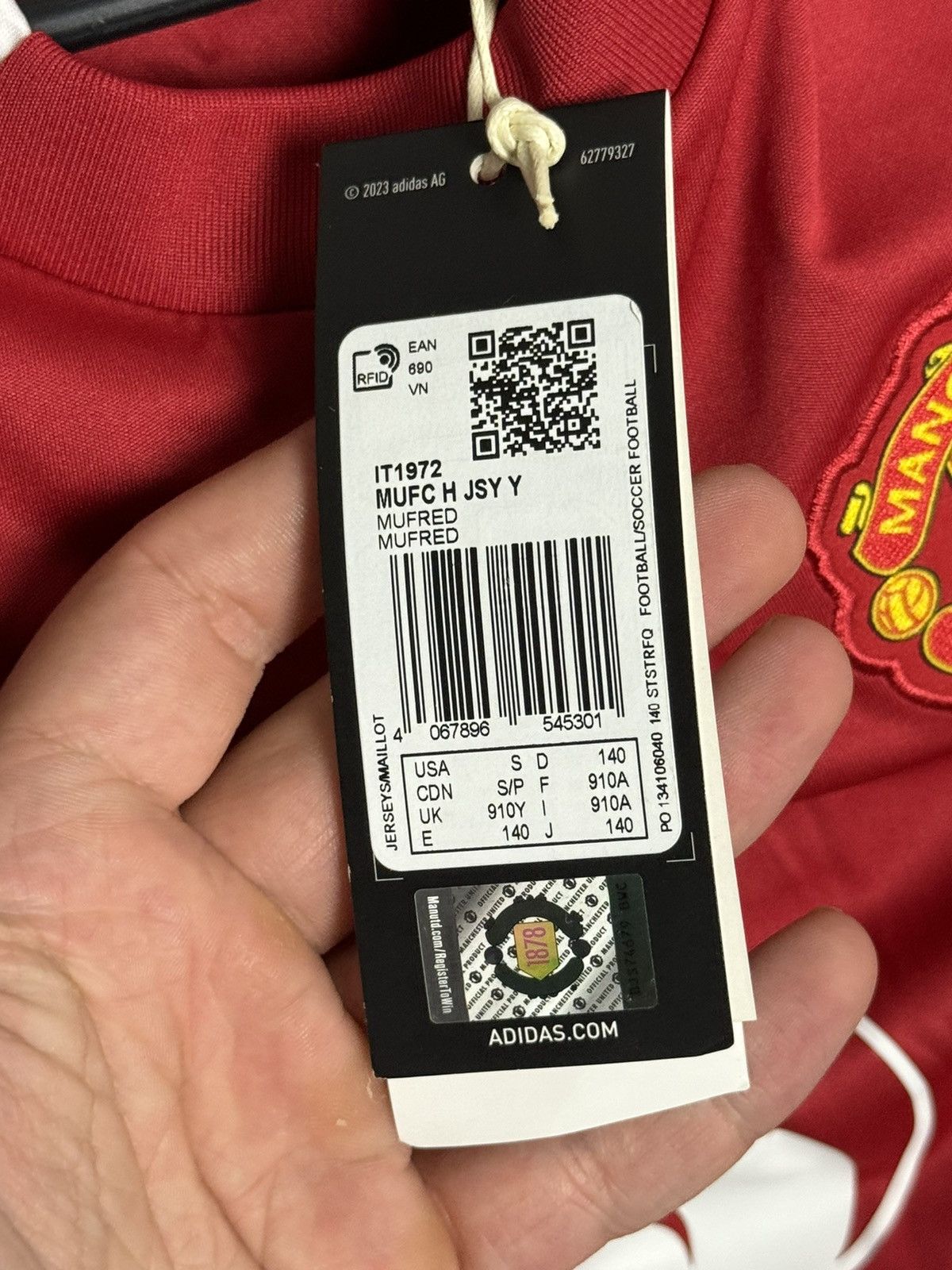 Adidas KIDS Manchester United 24/25 Home Garnacho Football Jersey Size US XS / EU 42 / 0 - 12 Thumbnail