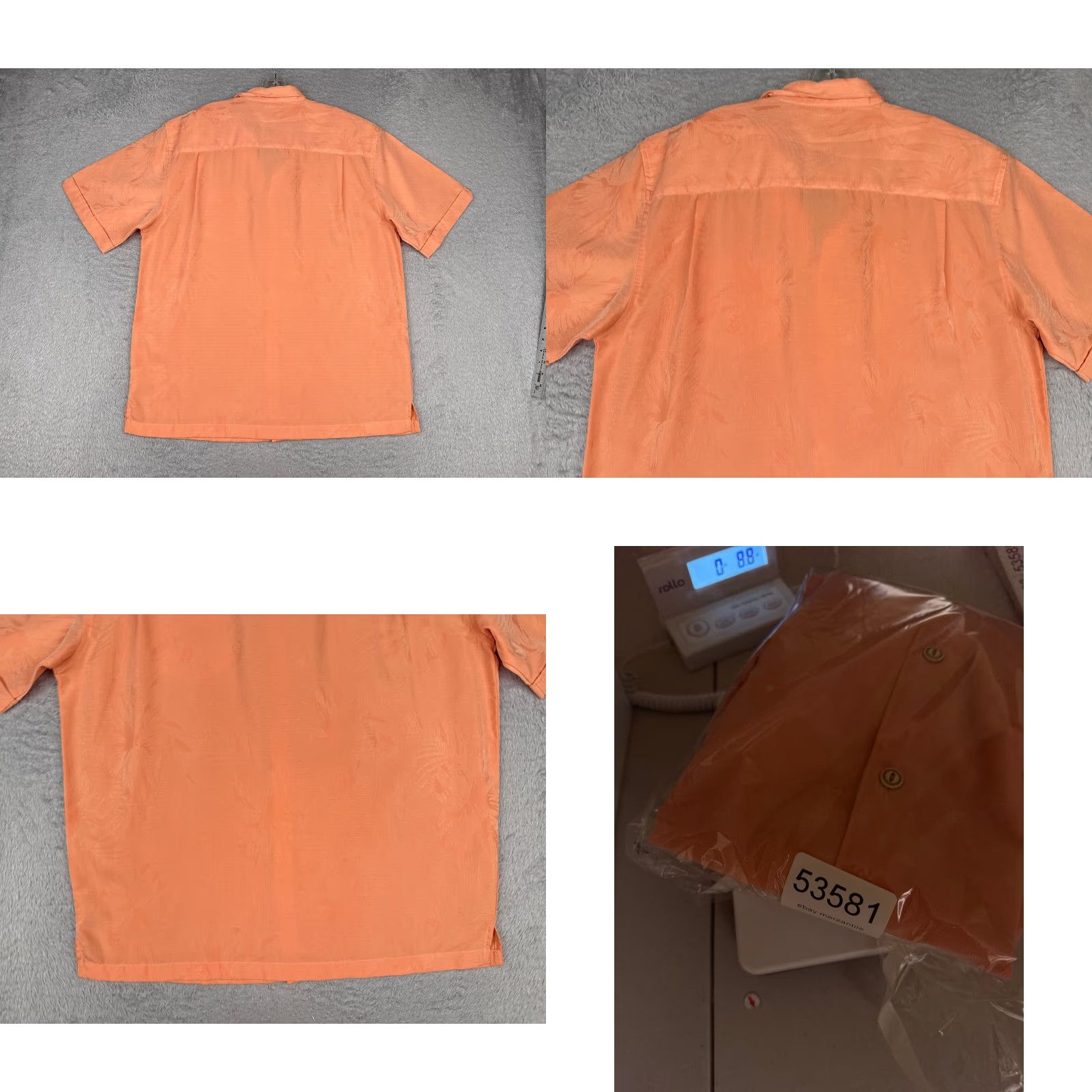 Cubavera Cubavera Men Shirt Casual Hawaiian Floral Orange Embroidered Button-Up Rayon Blend Size US L / EU 52-54 / 3 - 9 Thumbnail